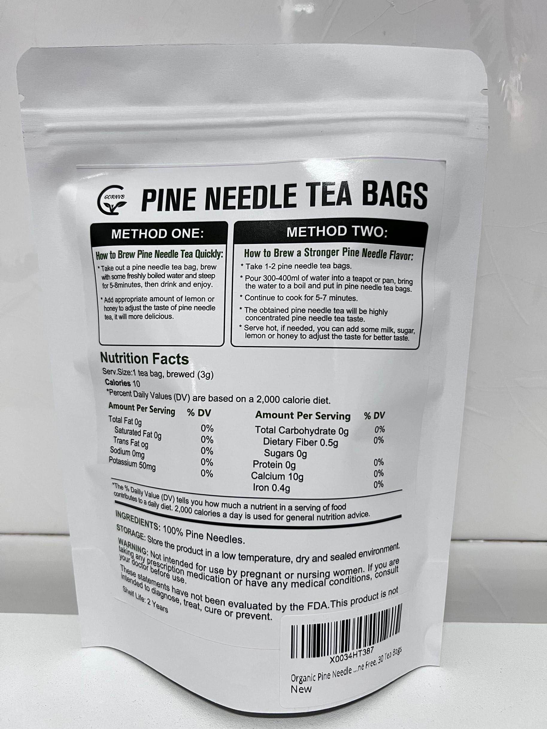 Organic Pine Needle Tea Bags - 100% Pure Natural Dried Pine Needles Herbal Tea for Antioxidant & Immune Support | Caffeine-Free, 20 Count | Perfect for Relaxation, Detox & Wellness Rituals