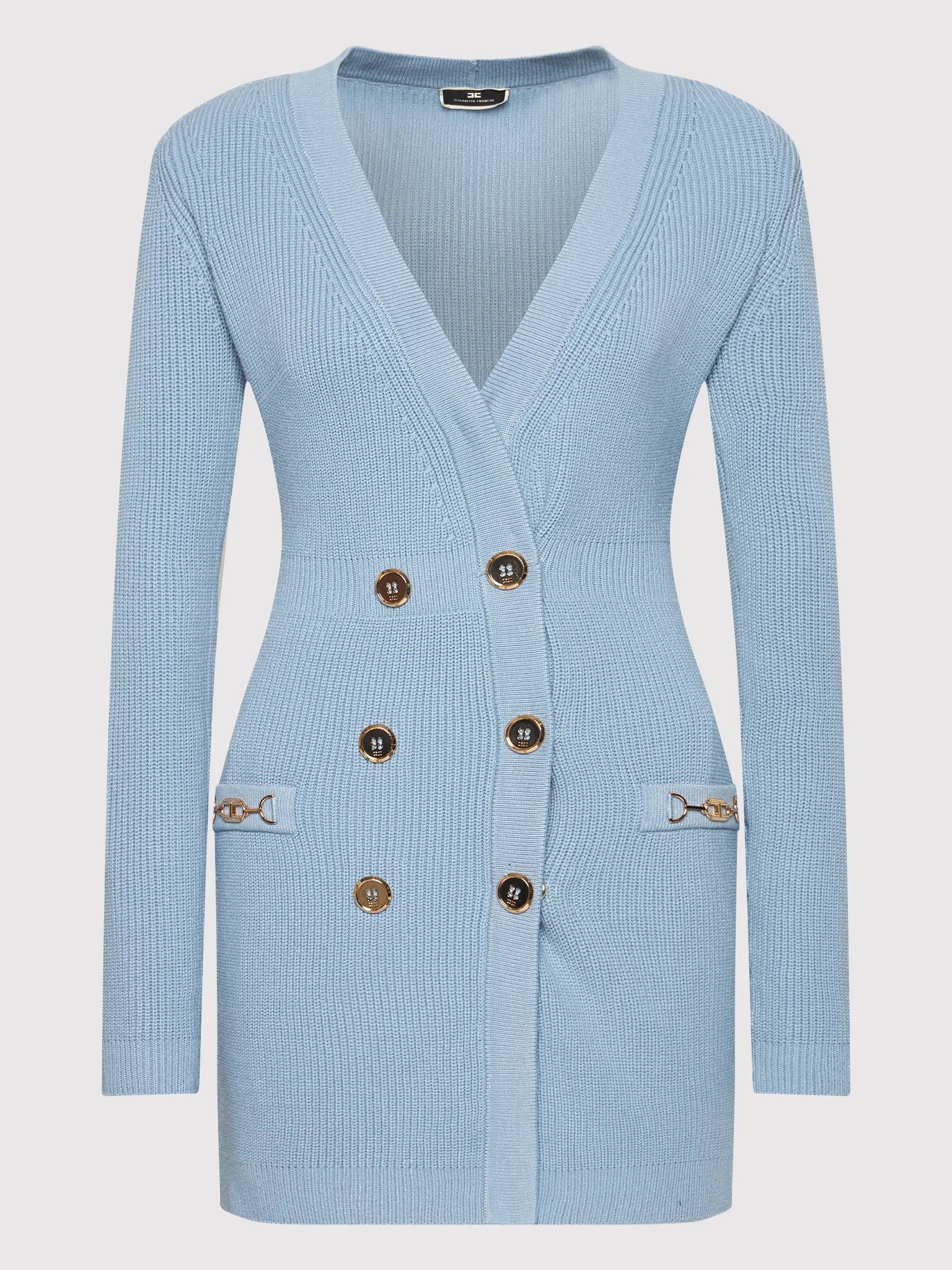 Blue Caroline Knit Mini Dress with Metal Bottom - Perfect for Night Out, Party & Casual Wear