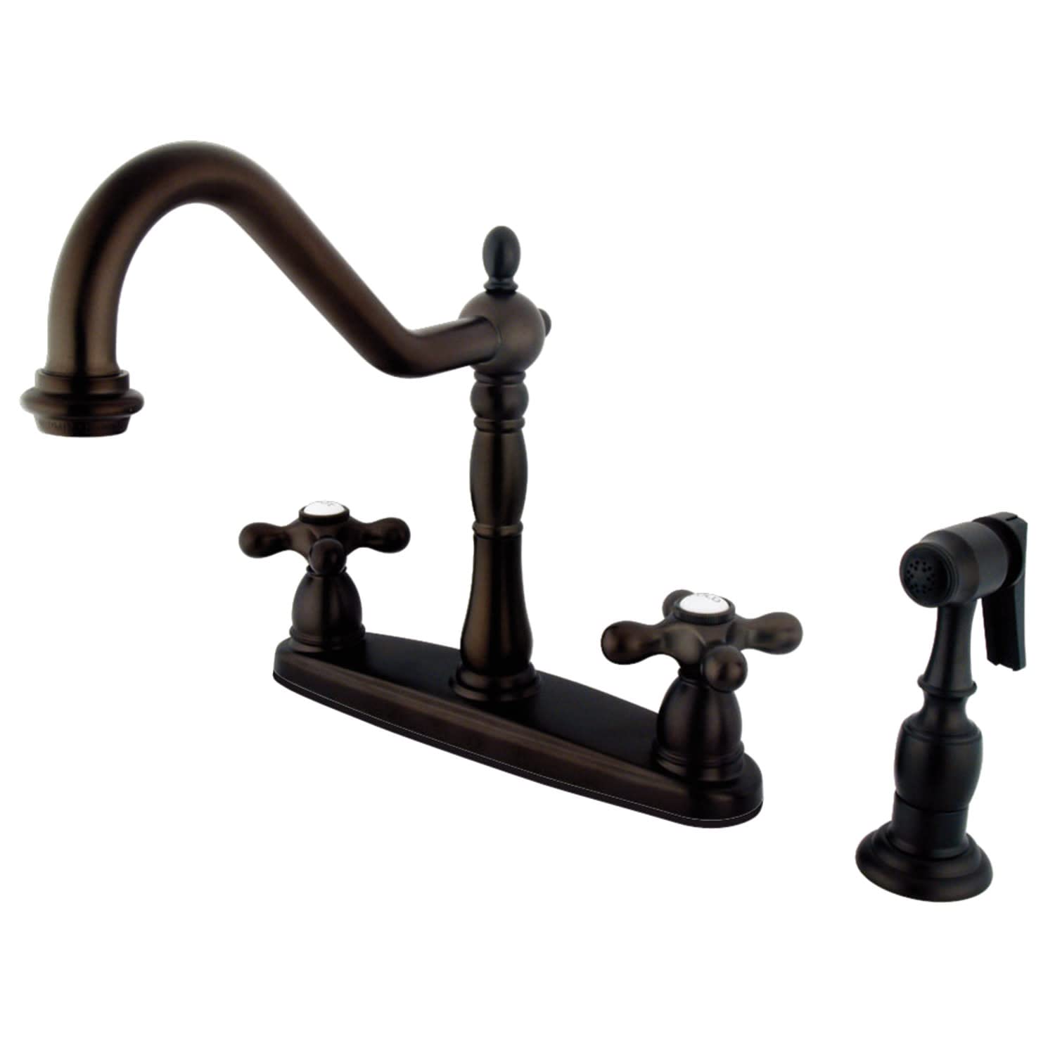 Kingston Brass KB1755AXBS Heritage 8-Inch Centerset Kitchen Faucet in Oil Rubbed Bronze - Perfect for Farmhouse, Vintage & Traditional Style Kitchens