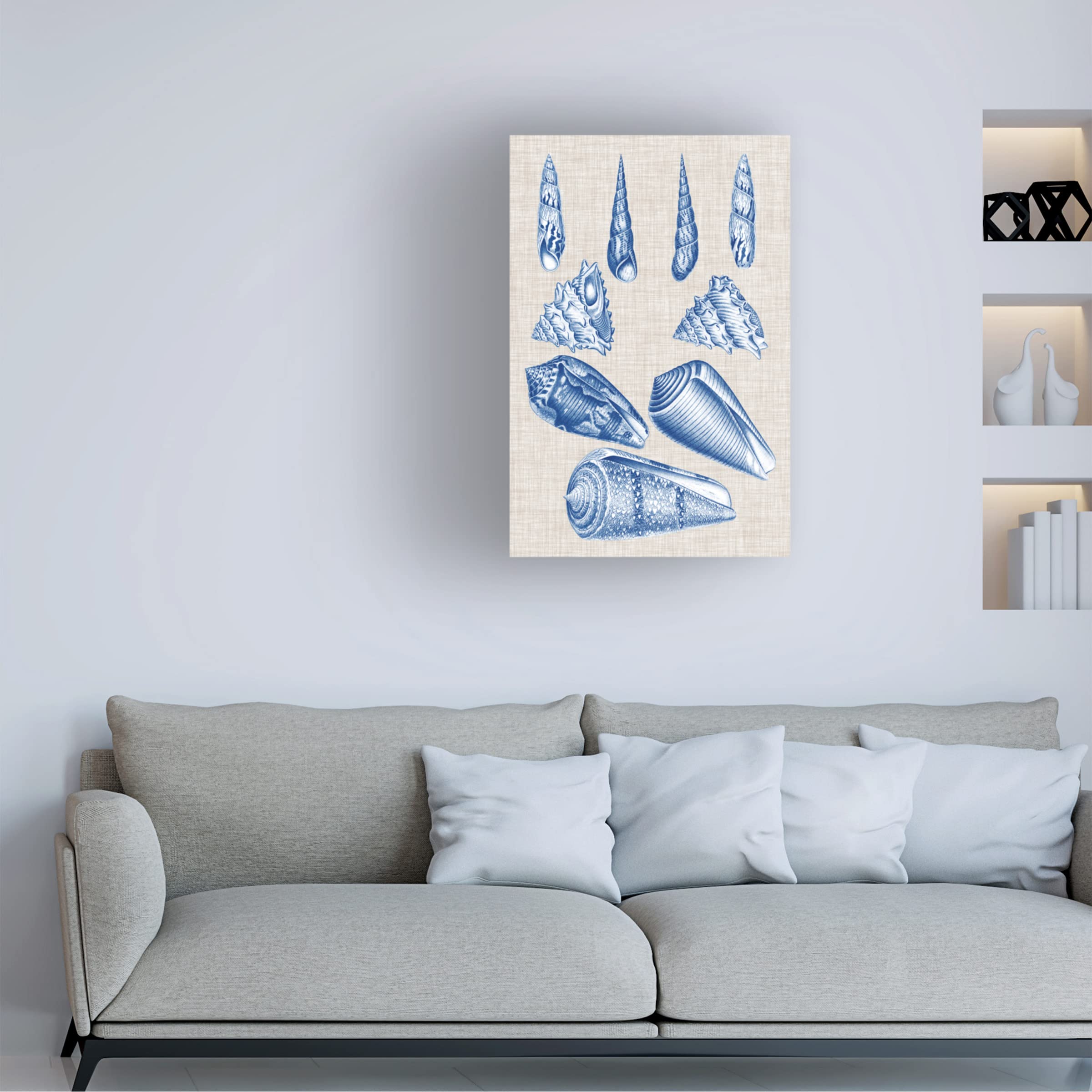 Trademark Fine Art 'Navy And Linen Shells VI' Canvas Wall Art Print by Vision Studio - Coastal Beach Home Decor for Living Room, Bedroom & Office