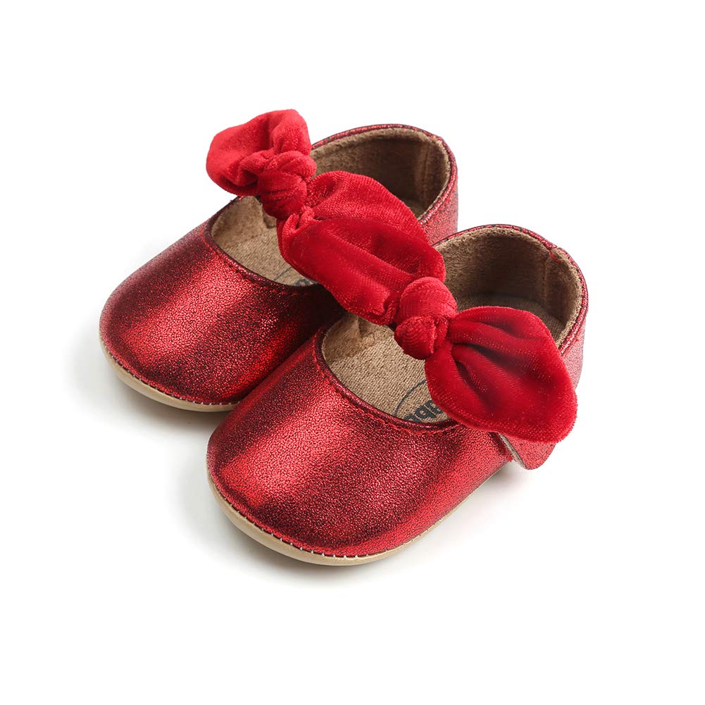 Baby Girls Mary Jane Flats - Non-Slip Soft Sole First Walkers - Toddler Princess Dress Shoes for Newborns - Perfect for Special Occasions & Daily Wear