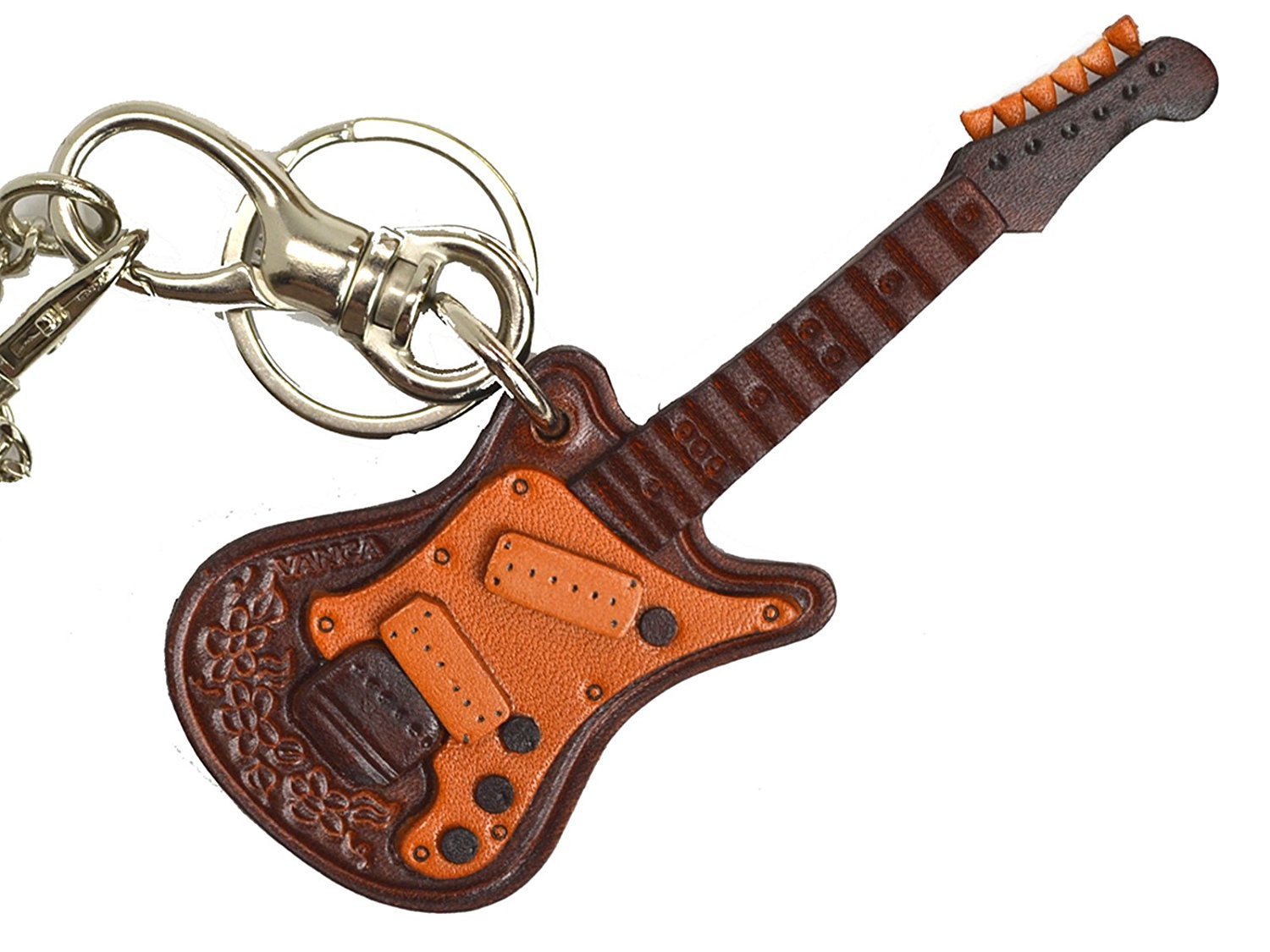 VANCA Handmade Electric Guitar Genuine Leather Bag Charm & Keychain - Japanese Craftsmanship | Perfect for Guitar Enthusiasts, Music Lovers & Unique Gift Ideas