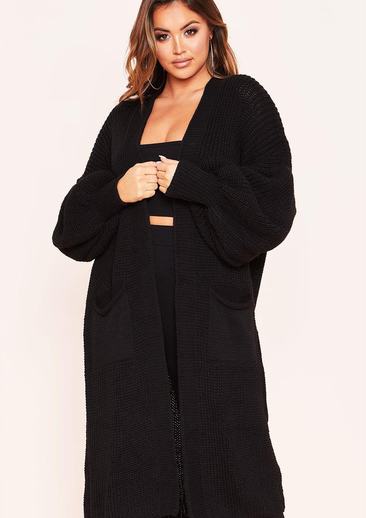 Women's Knitted Open Front Slouchy Balloon Sleeve Long Cardigan | Basic Puff Sleeve Boyfriend Sweater Coatigan | UK Size 8-14 | Perfect for Casual Outings & Cozy Evenings