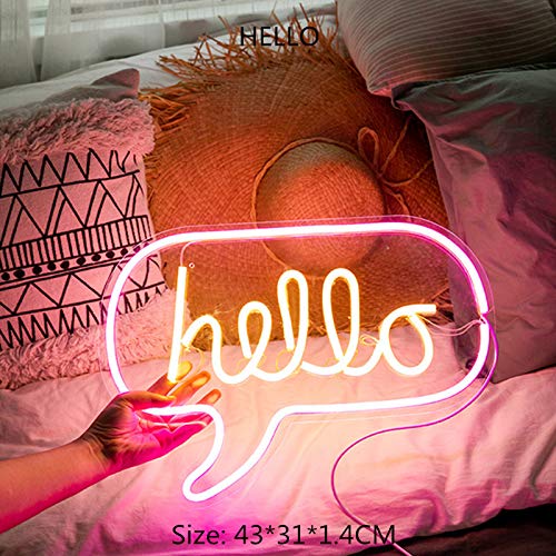 3D LED Neon Light Sign - Custom Wall Decor for Bedroom, Wedding, Birthday Party - Indoor Night Lamp, Kids Room Decor, Valentine's Christmas Gift (Hello Sign) - Perfect for Home Decor, Romantic Ambiance & Party Lighting