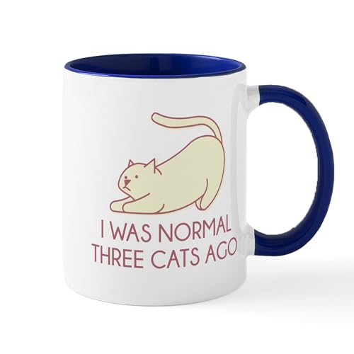 White/Navy Inside - I Was Normal Three Cats Ago Mug