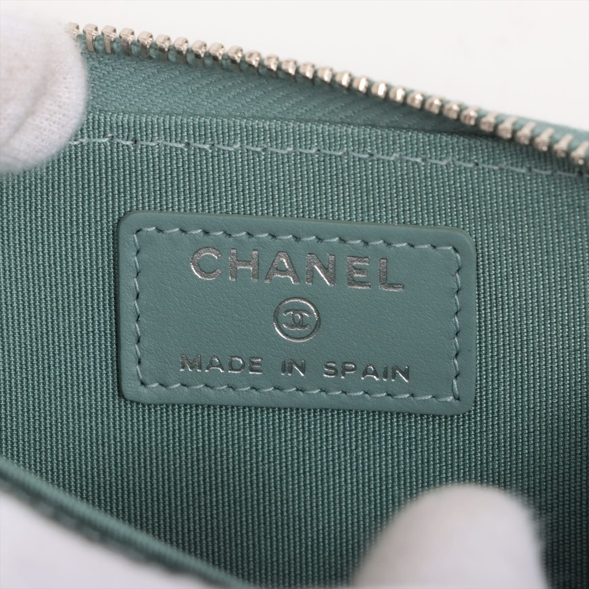 Chanel Chevron Caviar Leather Wallet on Chain WOC Bag in Green & Grey - Perfect for Evening Events, Parties & Luxury Fashion Accessories