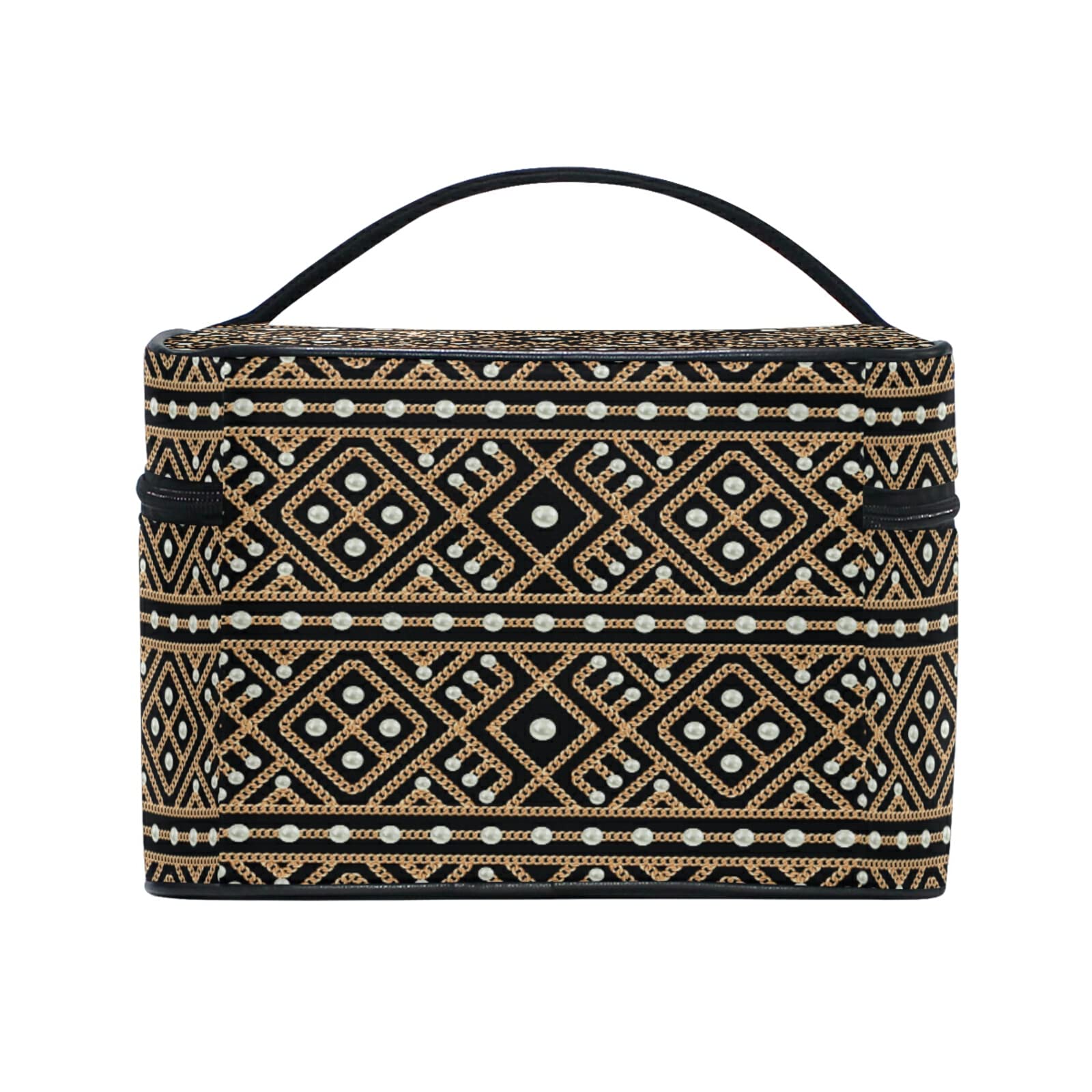 Vintage African Brown Makeup Bag for Women - Waterproof Cosmetic Organizer & Travel Toiletry Case - Perfect for Travel, Gym, and Daily Beauty Essentials