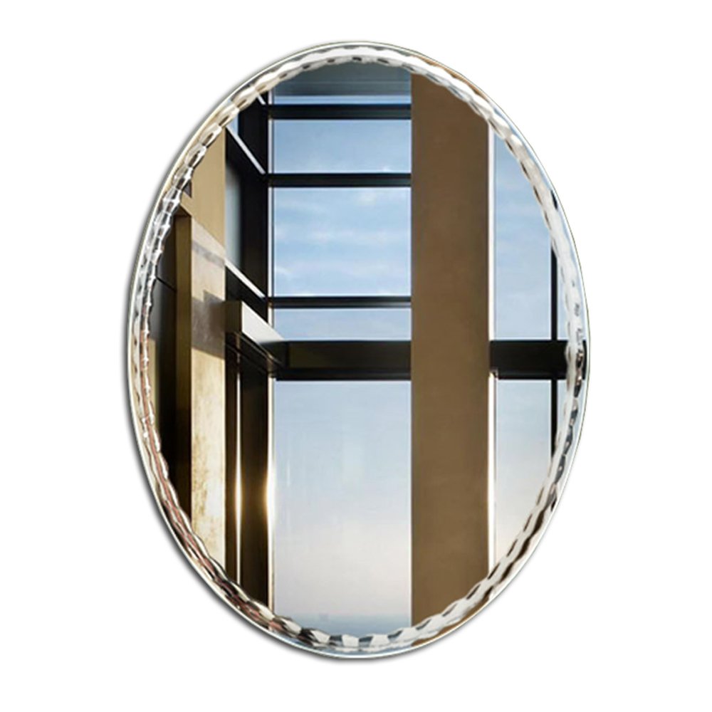 Frameless Oval Wall Mirror for Bathroom - Modern Makeup & Dressing Table Mirror - Perfect for Home, Hotel & Corridor Décor - Shatter-Resistant & Space-Saving Design