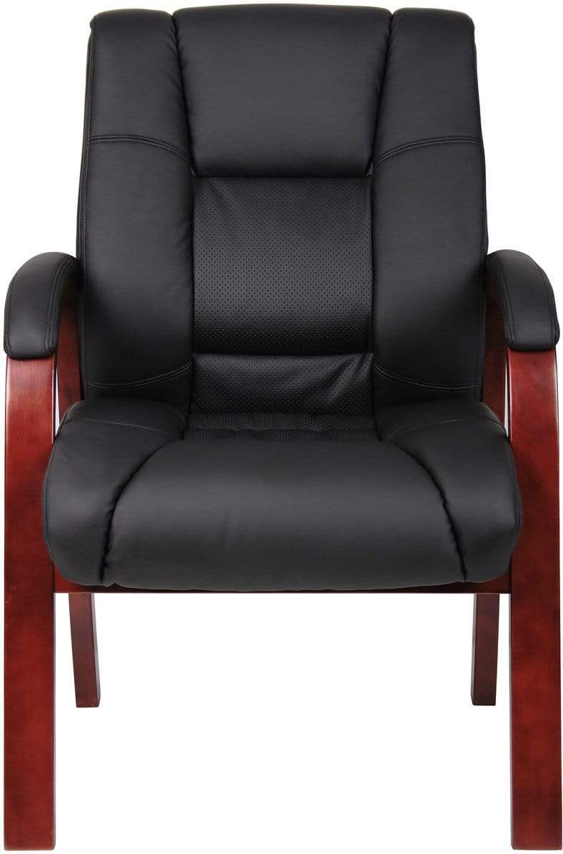 Boss Mid Back Wood Finished Guest Chair [B8999] - Stylish Office Chair for Reception, Conference & Waiting Areas - Comfortable & Durable Seating Solution