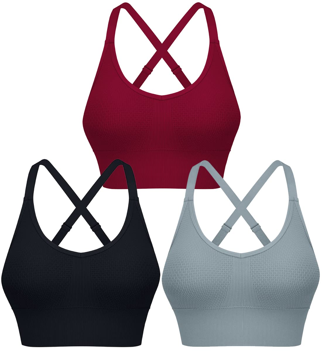 ANGOOL Women's Strappy Sports Bras - Medium Support Wirefree Yoga Bra for Running, Gym & Activewear | Comfortable Workout Top for Fitness, Yoga & Daily Wear