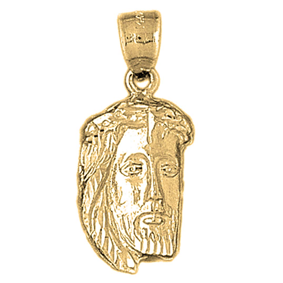 14K Yellow Gold Plated 925 Sterling Silver Jesus Face Pendant Necklace - Religious Jewelry for Men & Women - Perfect for Church, Gifts & Daily Wear
