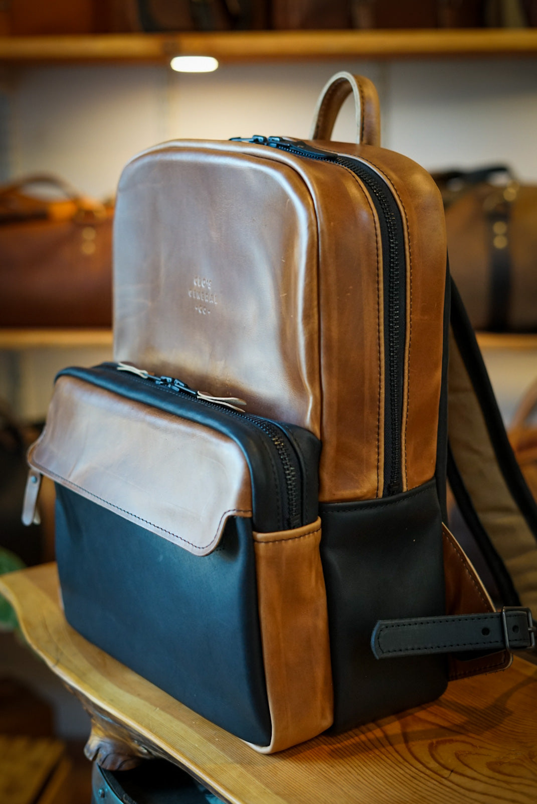 Premium Commuter Backpack for Men & Women - Two-Tone Design (Horween English Tan + Flat Black) - Durable Laptop Backpack for Work, Travel & Daily Use