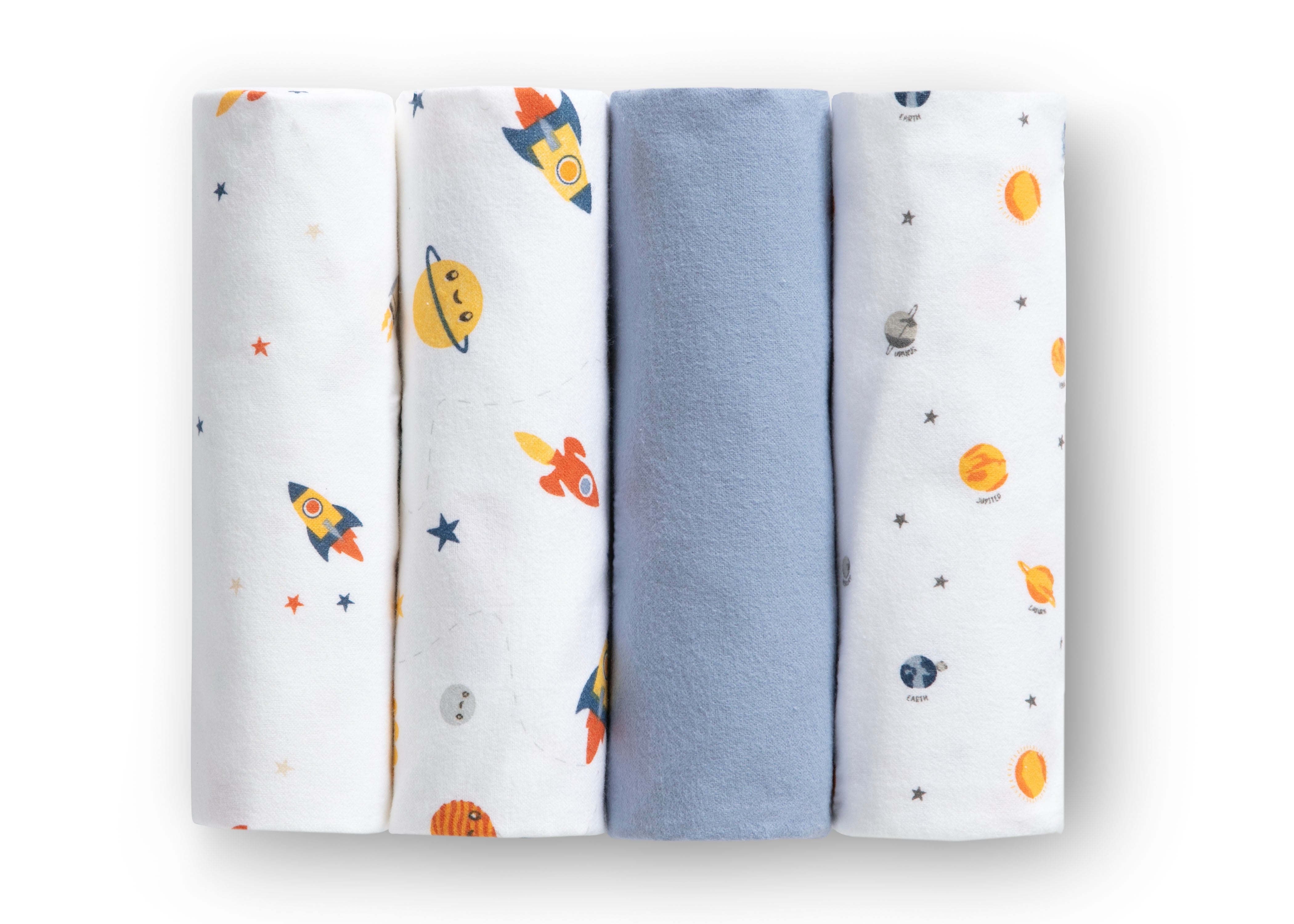 Soft 100% Cotton Flannel Baby Receiving Blankets - 4 Pack for Newborns & Infants - Perfect for Swaddling, Nursing & Cuddling