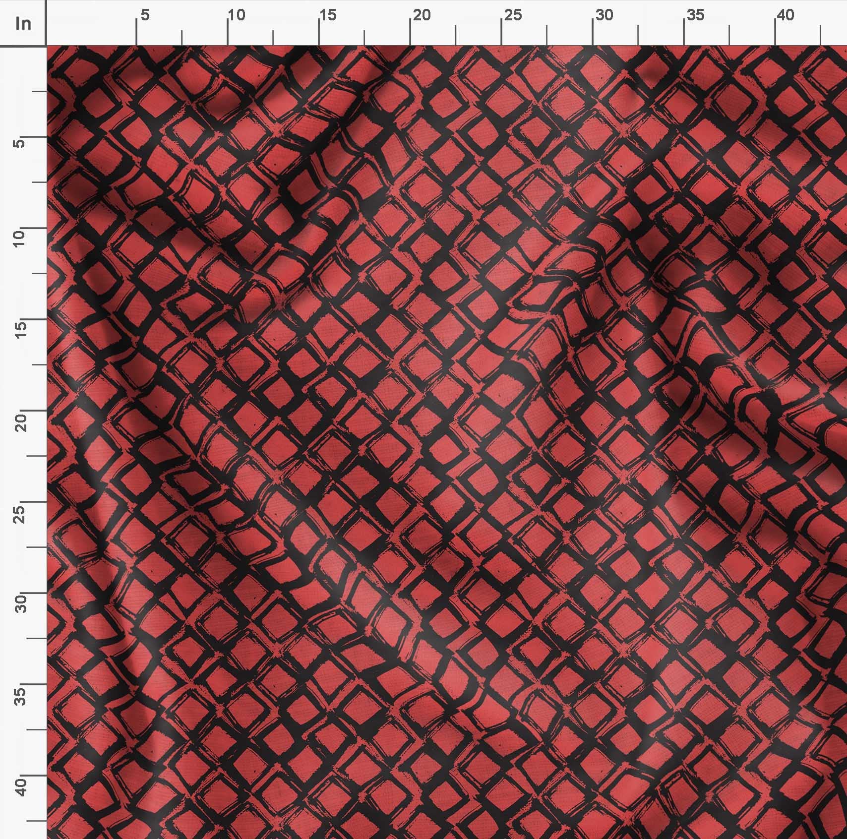Soimoi Orange Polyester Crepe Fabric by The Yard - 52 Inch Wide Diamond Geometric Print - Elegant Classic Textile for Dresses, Curtains & Home Decor