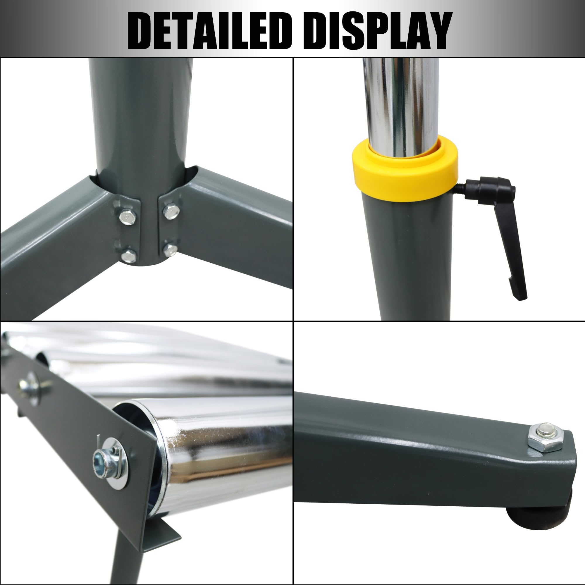 5 Rolls Adjustable Height Conveyor Roller Stand - Heavy Duty 250 Lbs Capacity - Perfect for Warehouse, Packaging, and Assembly Line Workstations