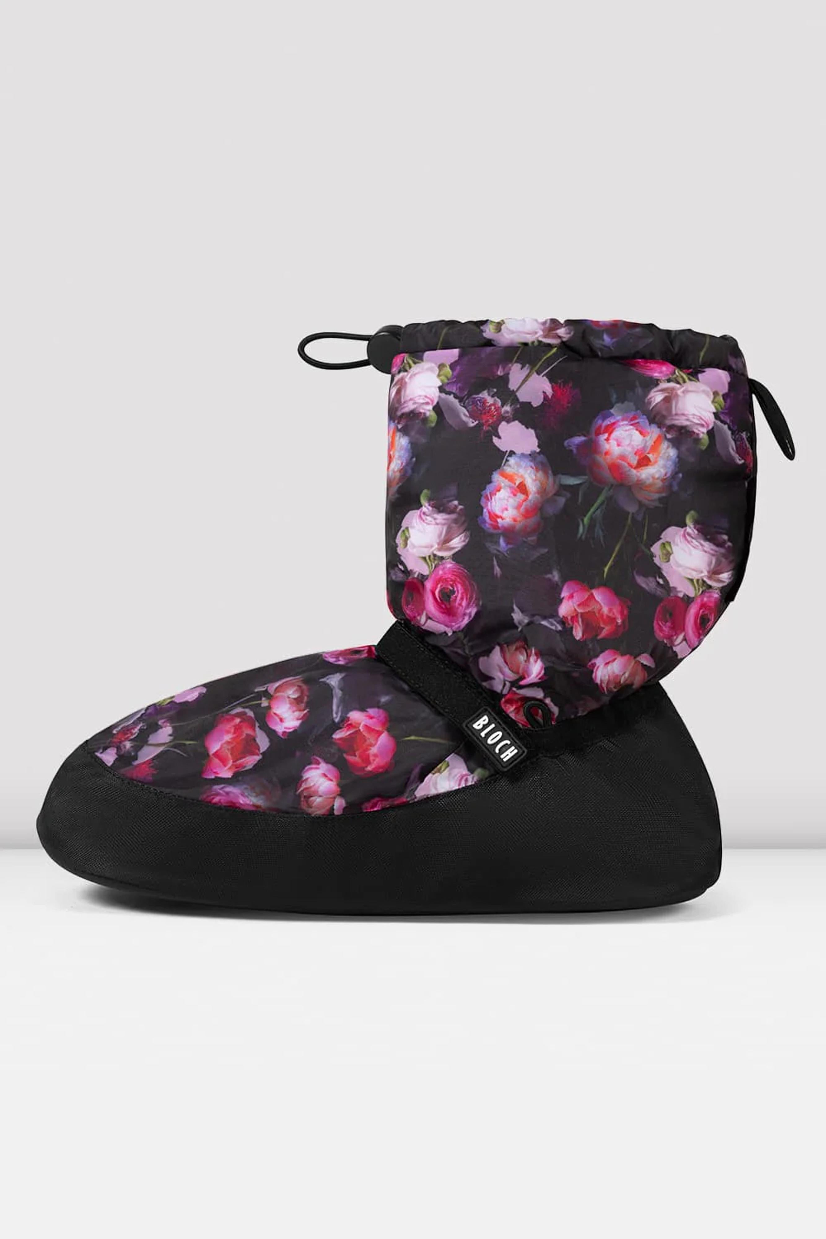 Floral Print Warm Up Booties for Women - Cozy Indoor/Outdoor Slippers with Non-Slip Sole - Perfect for Home, Yoga, and Relaxation