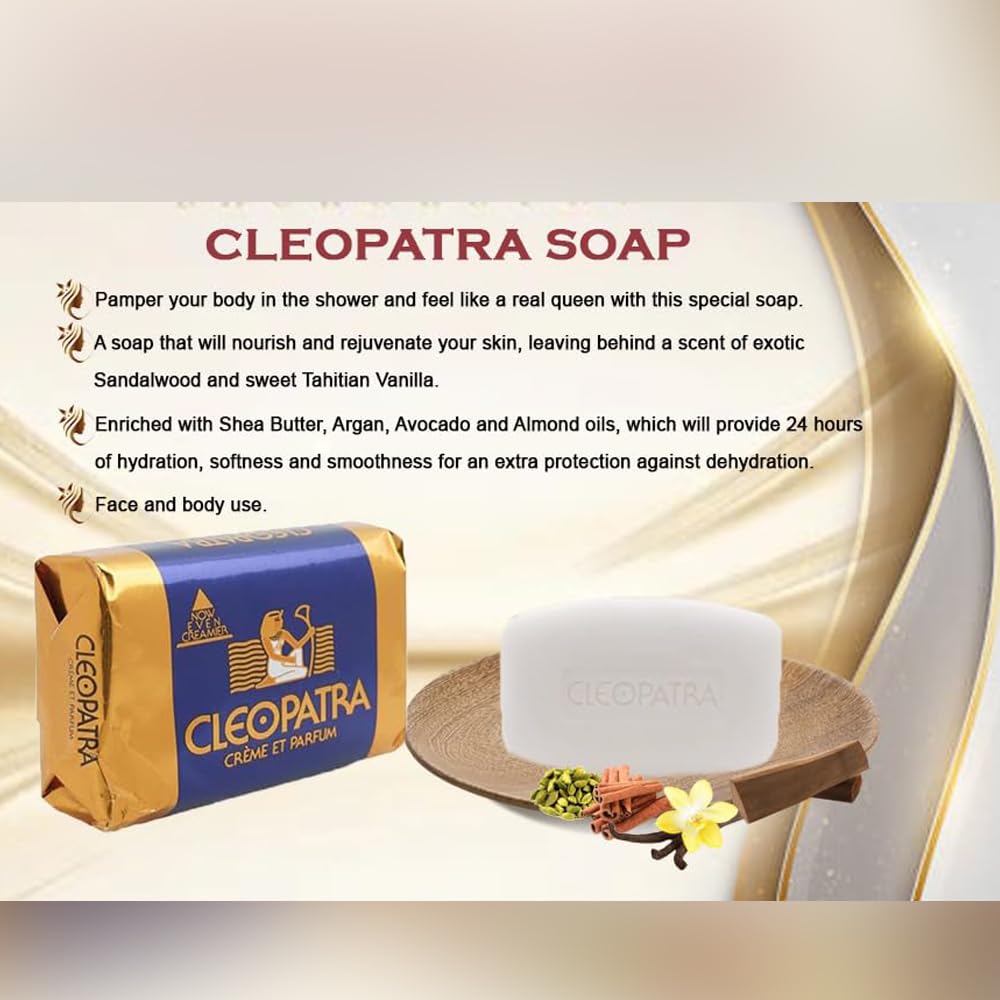 RSINC SOAP - Cleopatra Beauty Cream Soap Pack 6x120g for Radiant Skin | Queen's Essence Royal Silk Soap with Golden Glow | Luxurious Bath & Body Care Gift Set | Perfect for Spa Day, Self-Care Routine & Royal Pampering Experience
