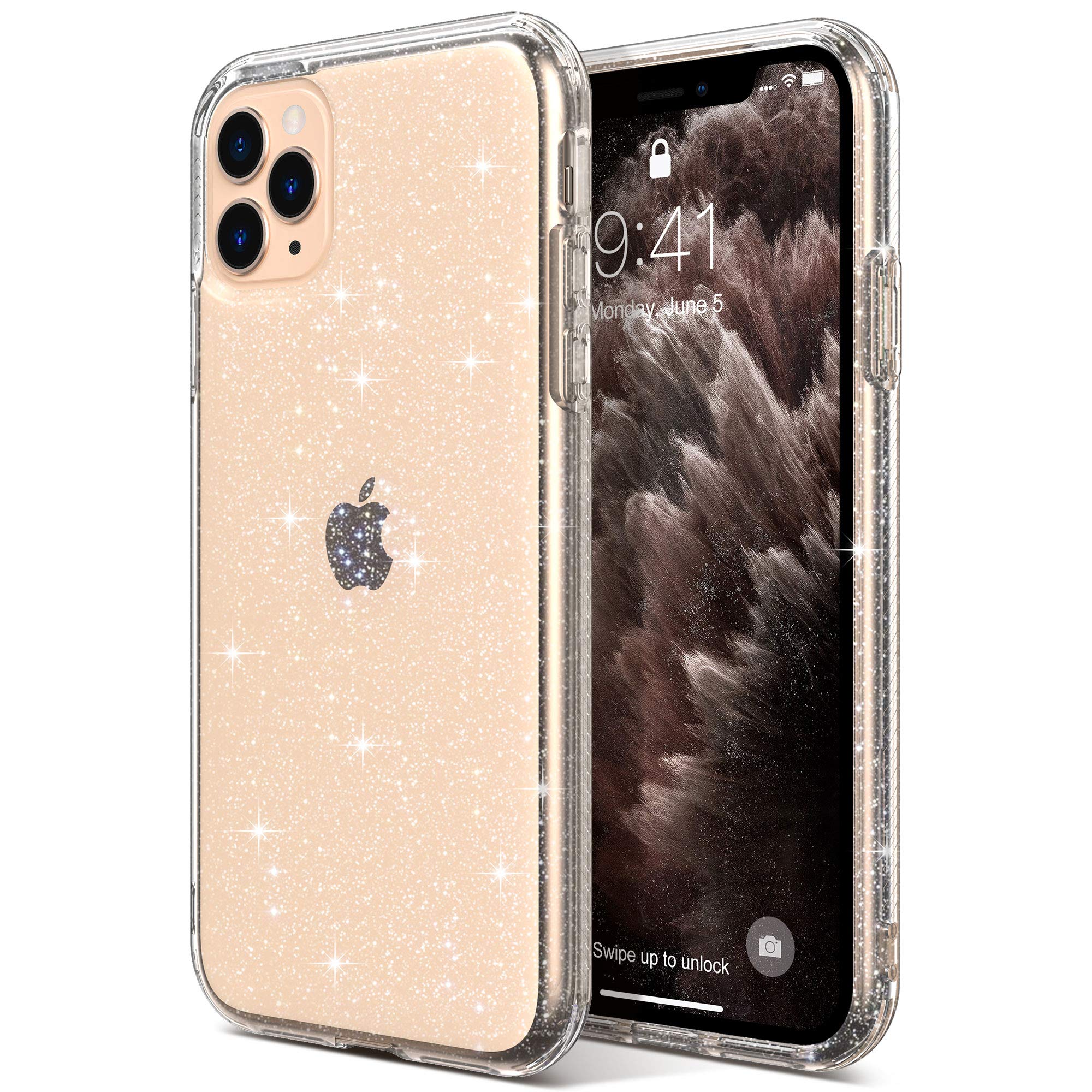 ULAK iPhone 11 Pro Max Case - Clear Glitter Sparkle Hybrid TPU Protective Cover | Slim Thin Bumper Phone Case for Women & Girls | Shockproof Scratch Resistant | Perfect for Everyday Use, Work & Party Accessories