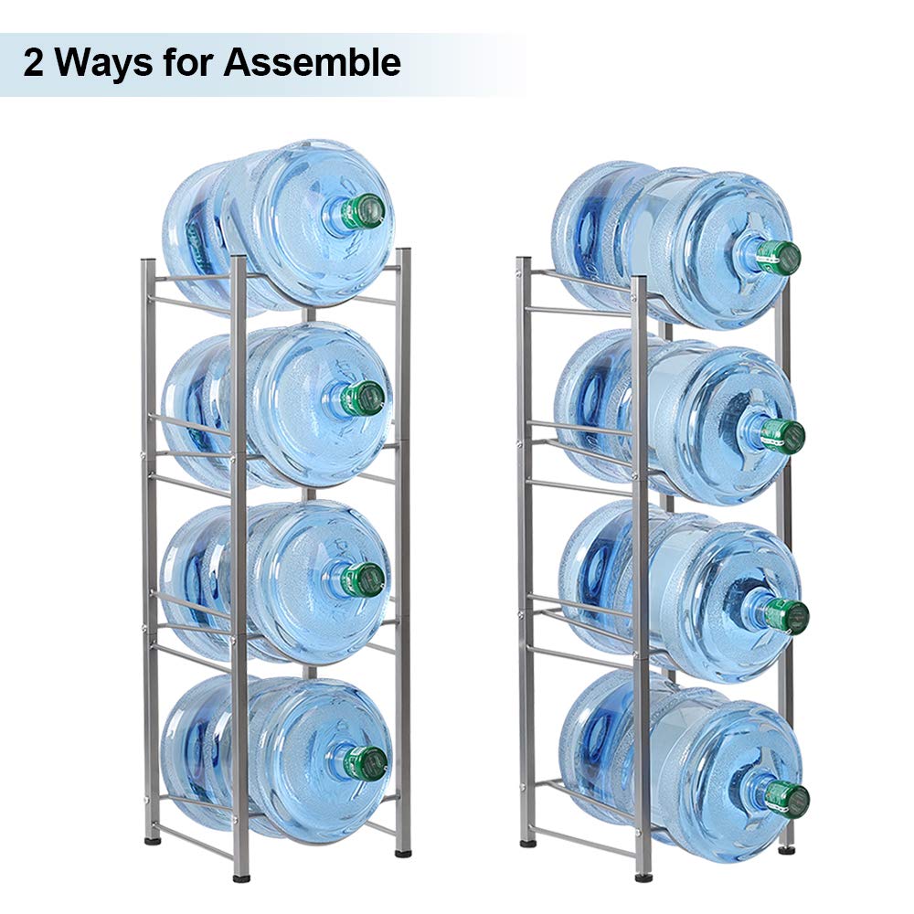 LIANTRAL 5 Gallon Water Cooler Jug Rack - 4-Tier Silver Water Bottle Storage Holder for Home & Office - Perfect for Water Dispensers, Pantry Organization, and Kitchen Storage