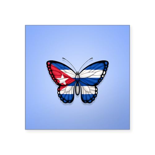 Clear - Cuban Flag Butterfly on Blue Sticker