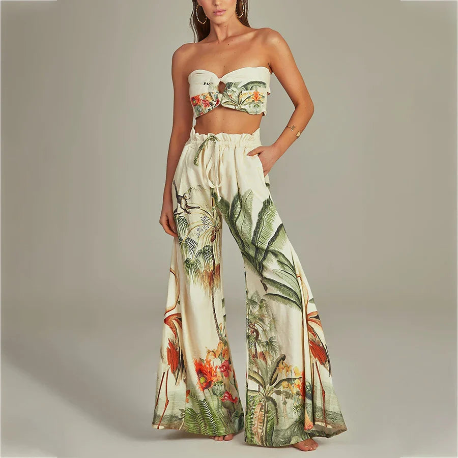 Women's Luxury Tropical Print One Piece Swimsuit Cover Up Set with Cutout Two Piece Bikini - Perfect for Beach Vacations, Pool Parties & Summer Getaways