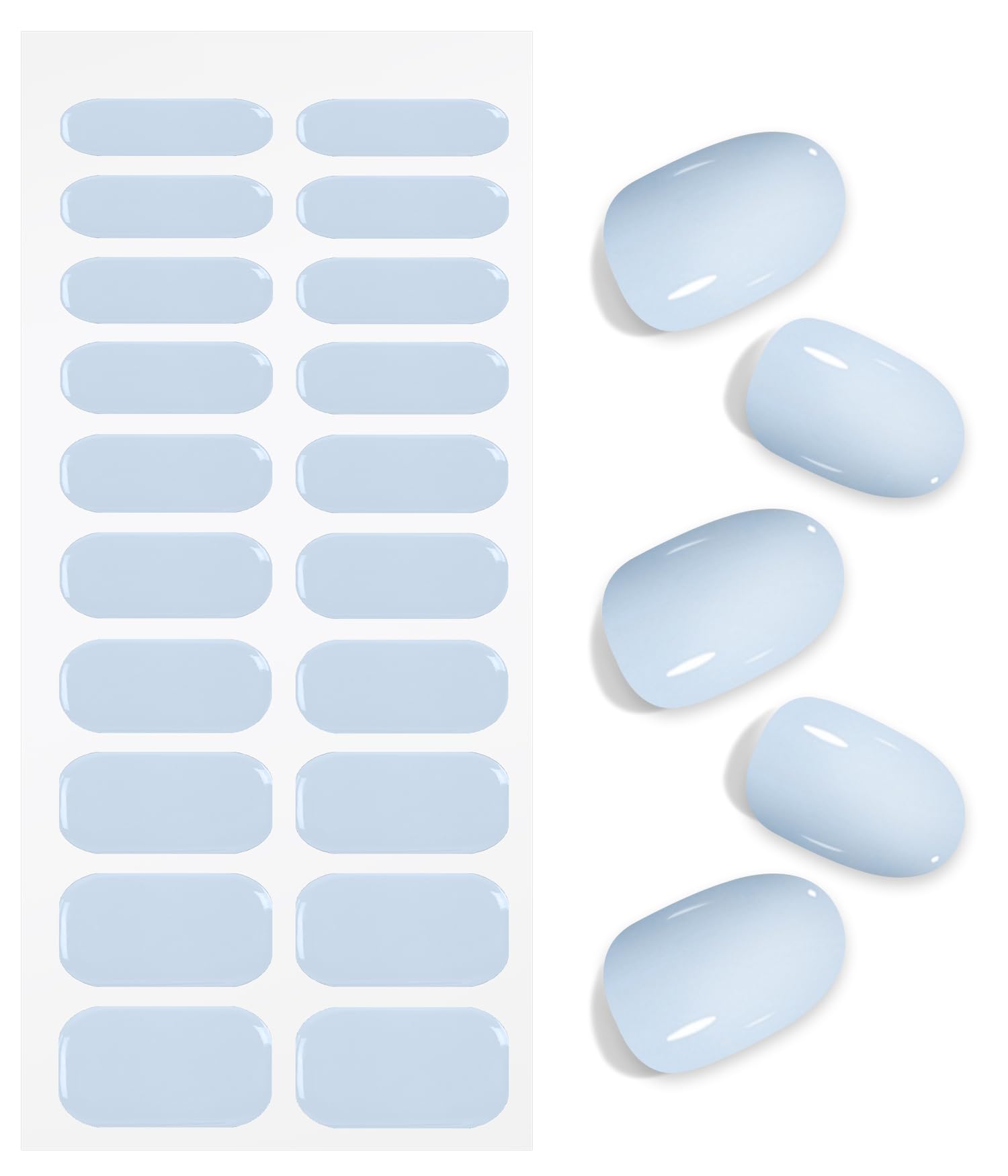JMEOWIO Semi-Cured Gel Nail Strips - Cream Blue Nail Art Stickers for DIY Manicure | Long-Lasting Gel Nail Designs for Home Salon, Parties & Special Occasions