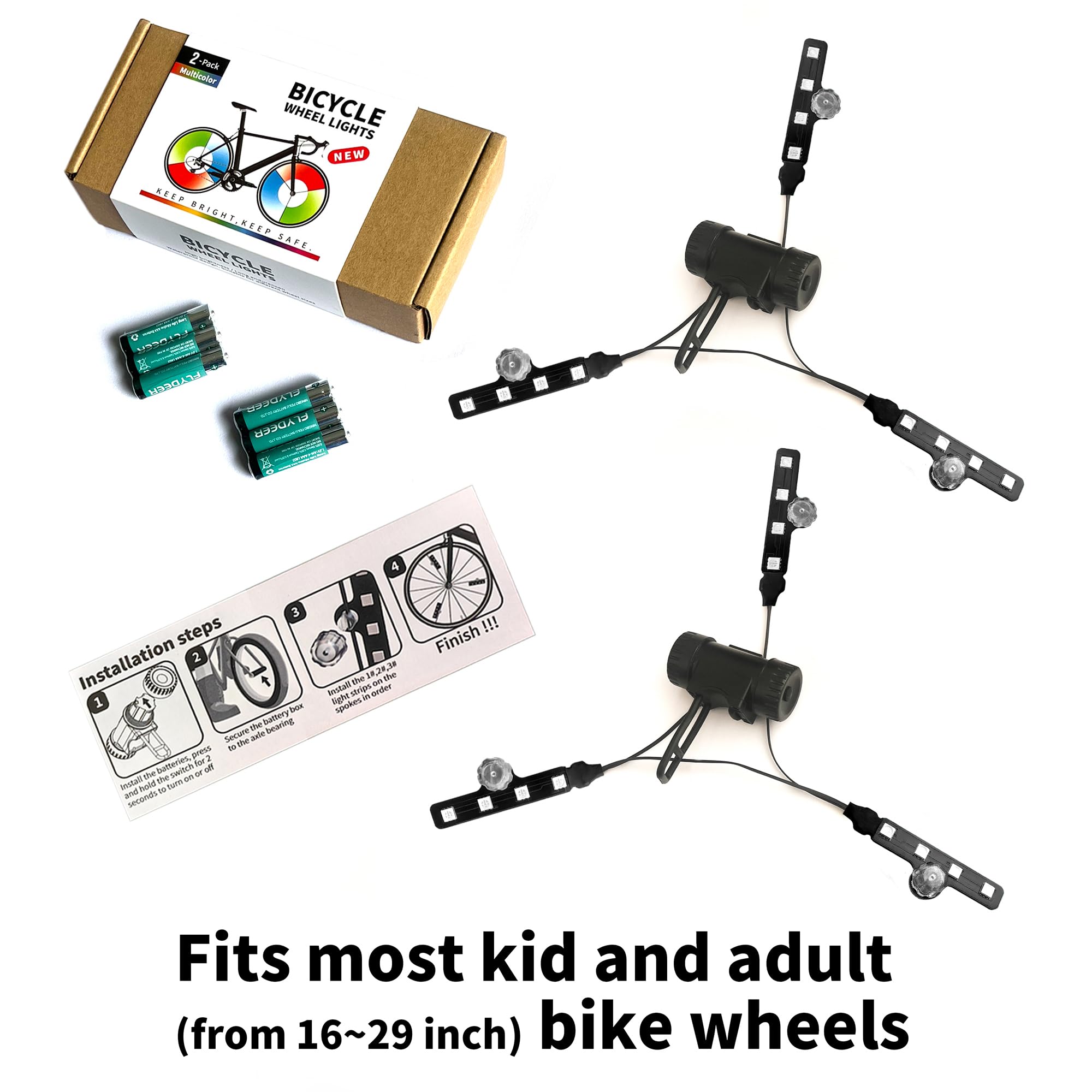 Ultra Bright LED Bike Wheel Lights - Waterproof Bicycle Spoke Lights with Batteries Included (2 Wheel Packs, 6 Color Changing Light Strips) - Perfect Gift for Kids, Teens, Boys & Girls - Ideal for Night Cycling, Safety & Fun Rides