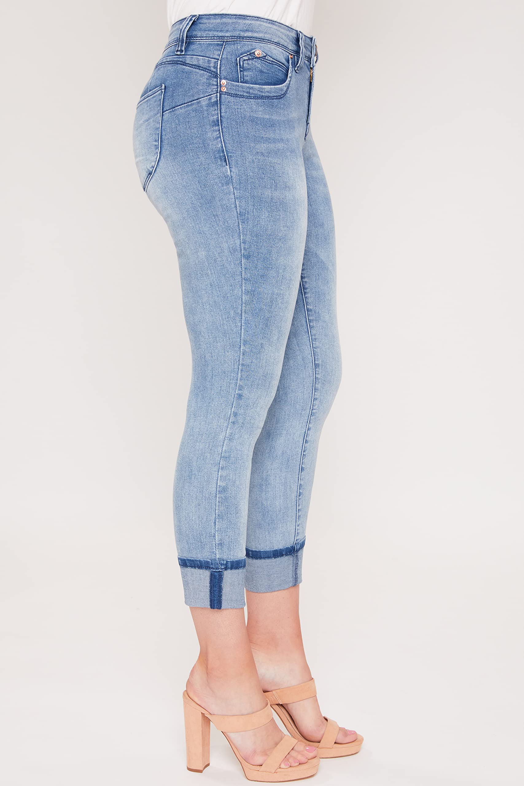 Royalty For Me Women's Petite Stretchy Mid-Rise Skinny Ankle Jeans - Sustainable Denim, Light Wash, Size 12 - Perfect for Casual Wear, Office & Date Nights
