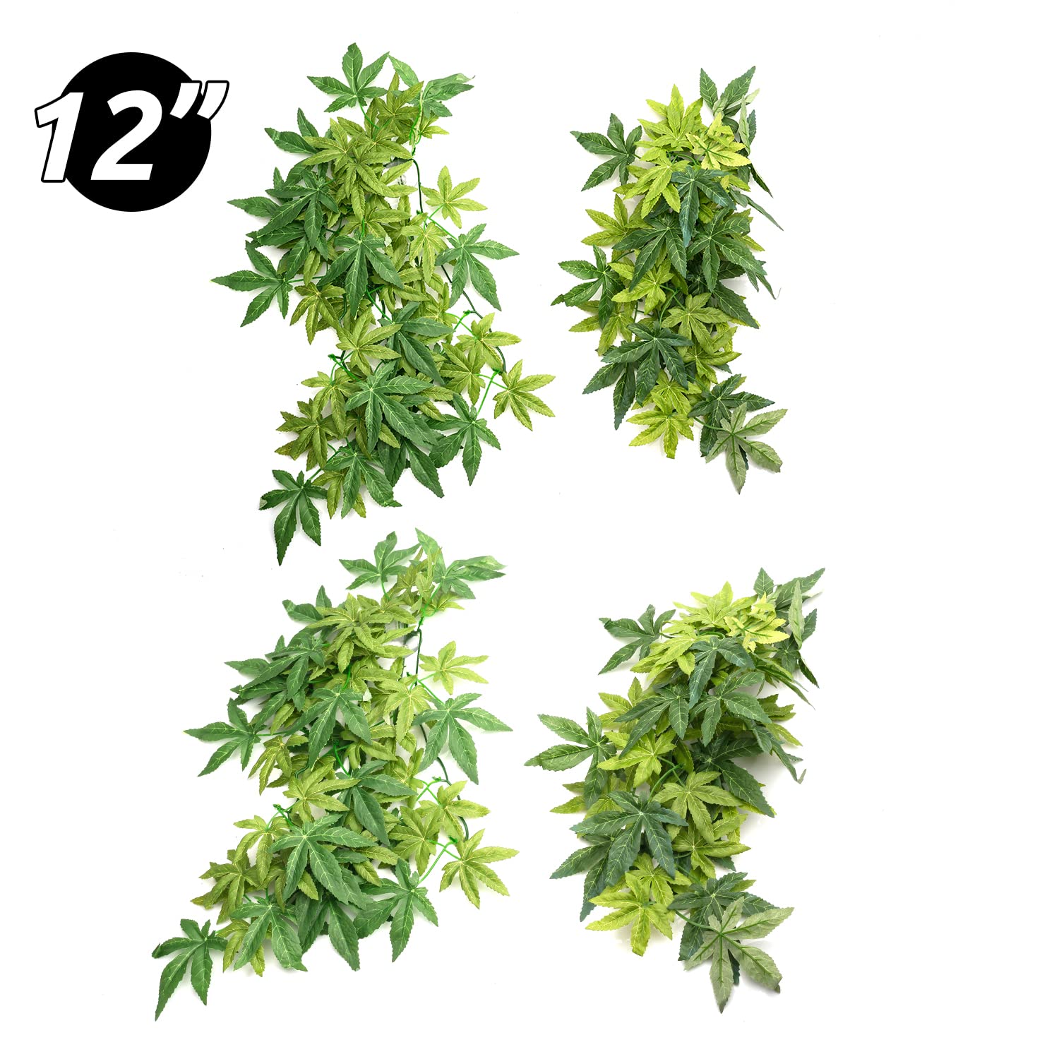 REPTI ZOO 12-inch Hanging Vine Reptile Terrarium Plants with Suction Cups - Realistic Tank Decor for Geckos, Chameleons & Frogs - Perfect for Jungle & Rainforest Habitat Setups