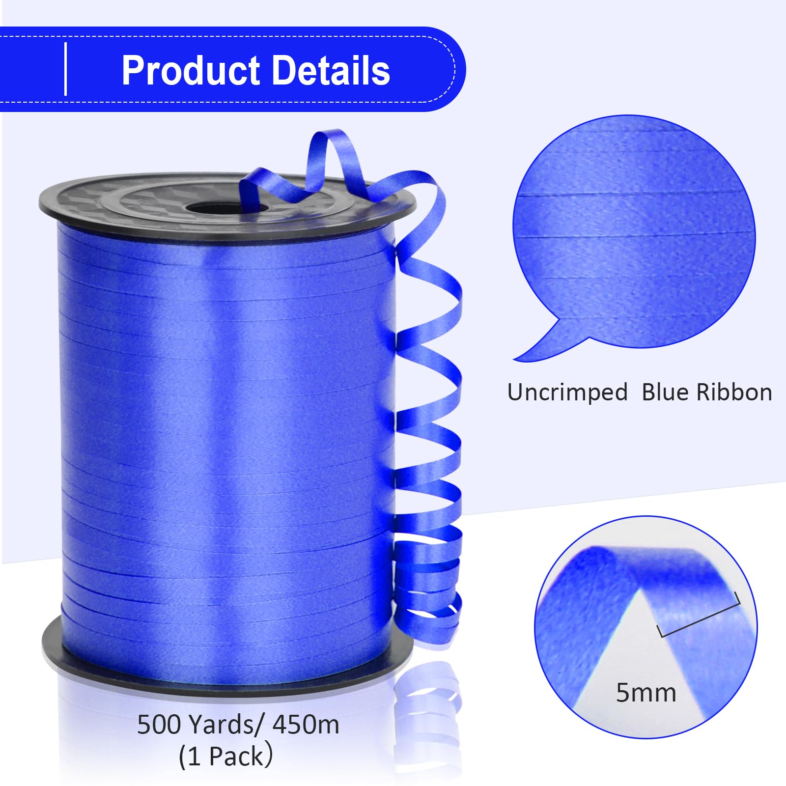 500 Yard Royal Blue Curly Ribbon for Gift Wrapping - Premium Decorative Ribbon for Baby Showers, Graduation Parties, Christmas Presents & Special Occasions | Perfect for Crafts, Bows, Gift Bags & Party Decorations
