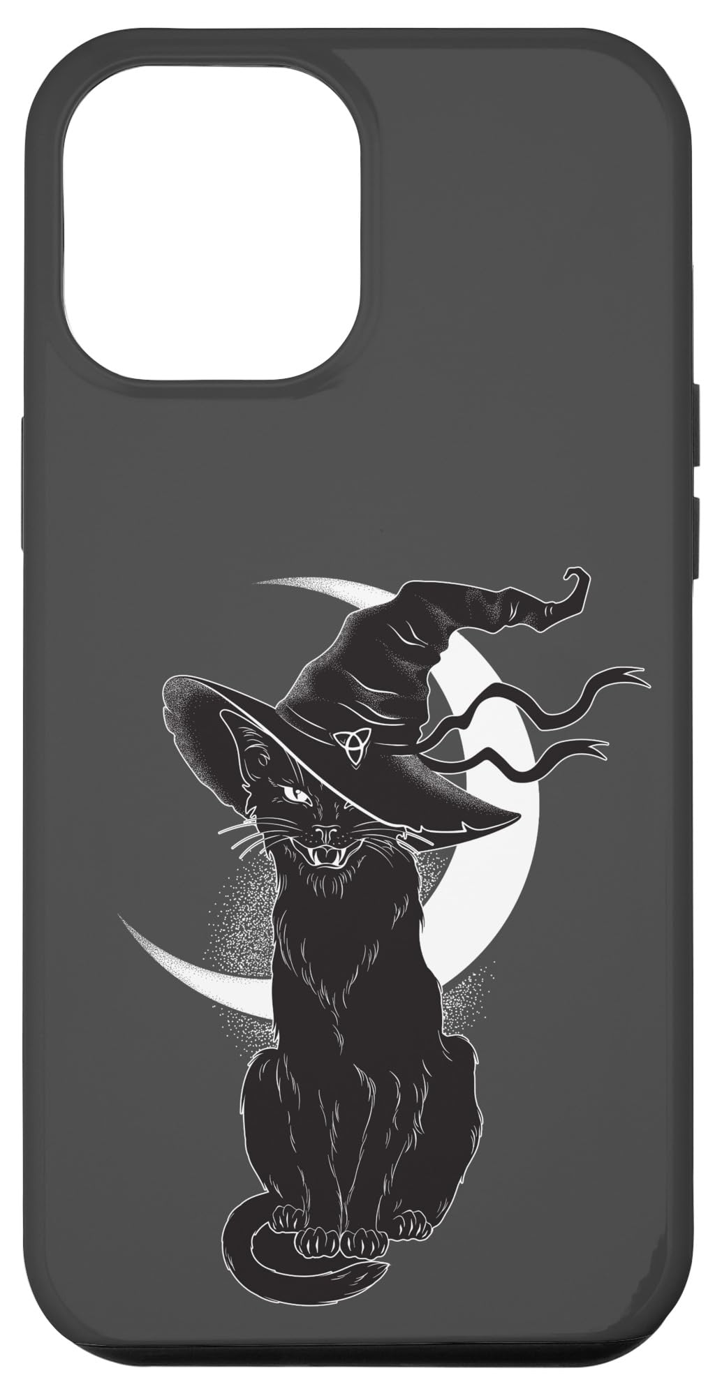 Vintage Halloween iPhone 12 Pro Max Case - Scary Black Cat with Witch Hat & Moon Design | Protective Phone Cover for Spooky Season, Costume Parties & Gothic Style