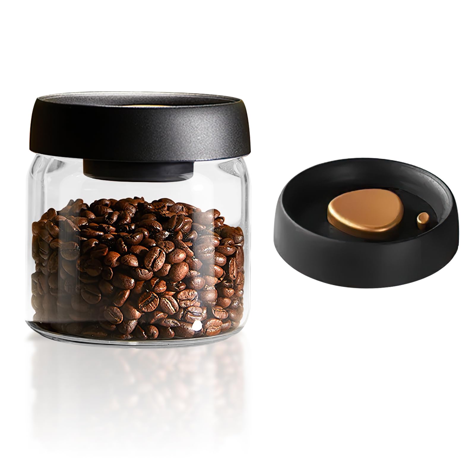 17.6oz Vacuum Coffee Jar - Borosilicate Glass Canister with ABS Lid for Coffee & Spices Storage
