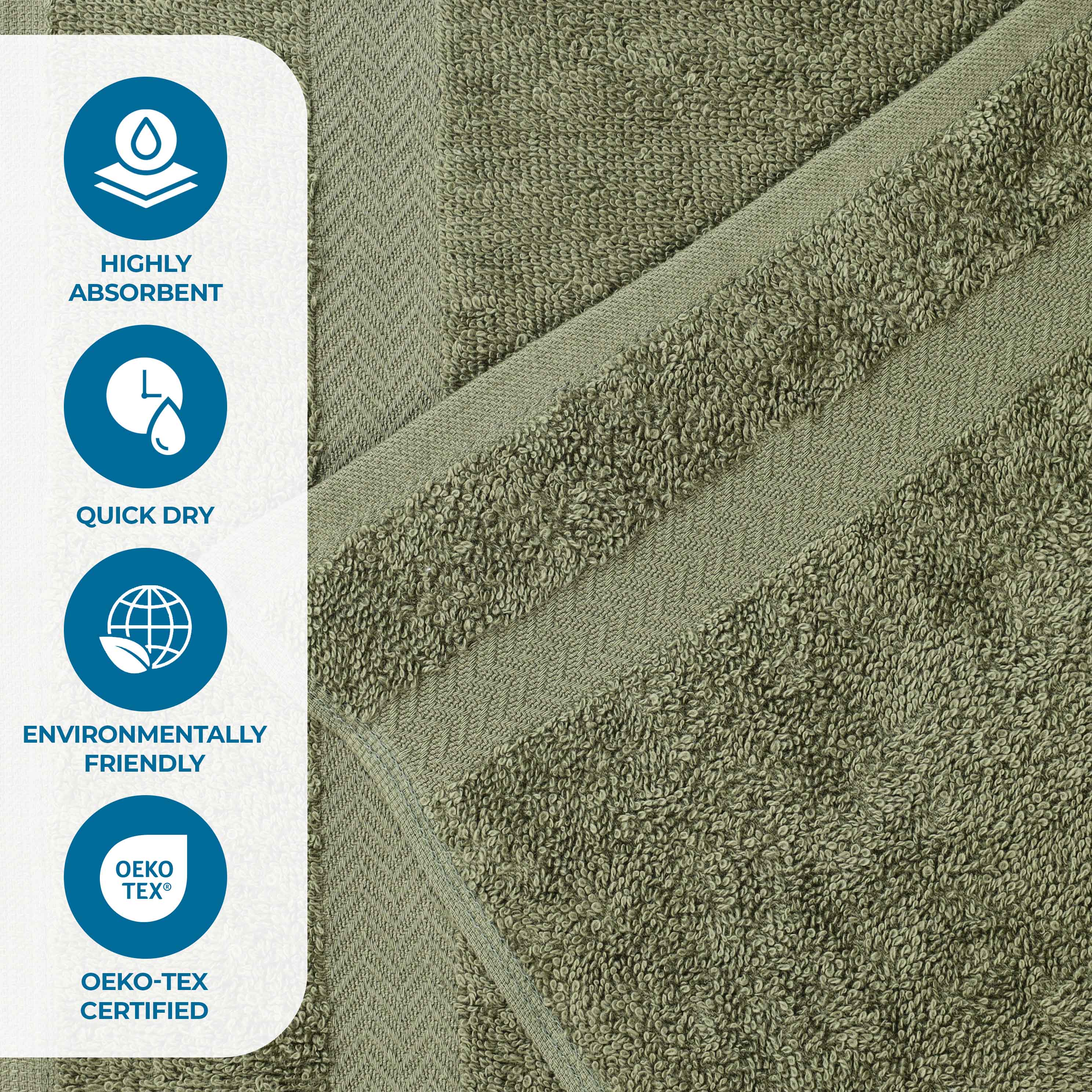 Franklin Eco-Friendly 18-Piece Cotton Towel Set | Soft & Absorbent Bath & Beach Towels for Home, Gym & Travel