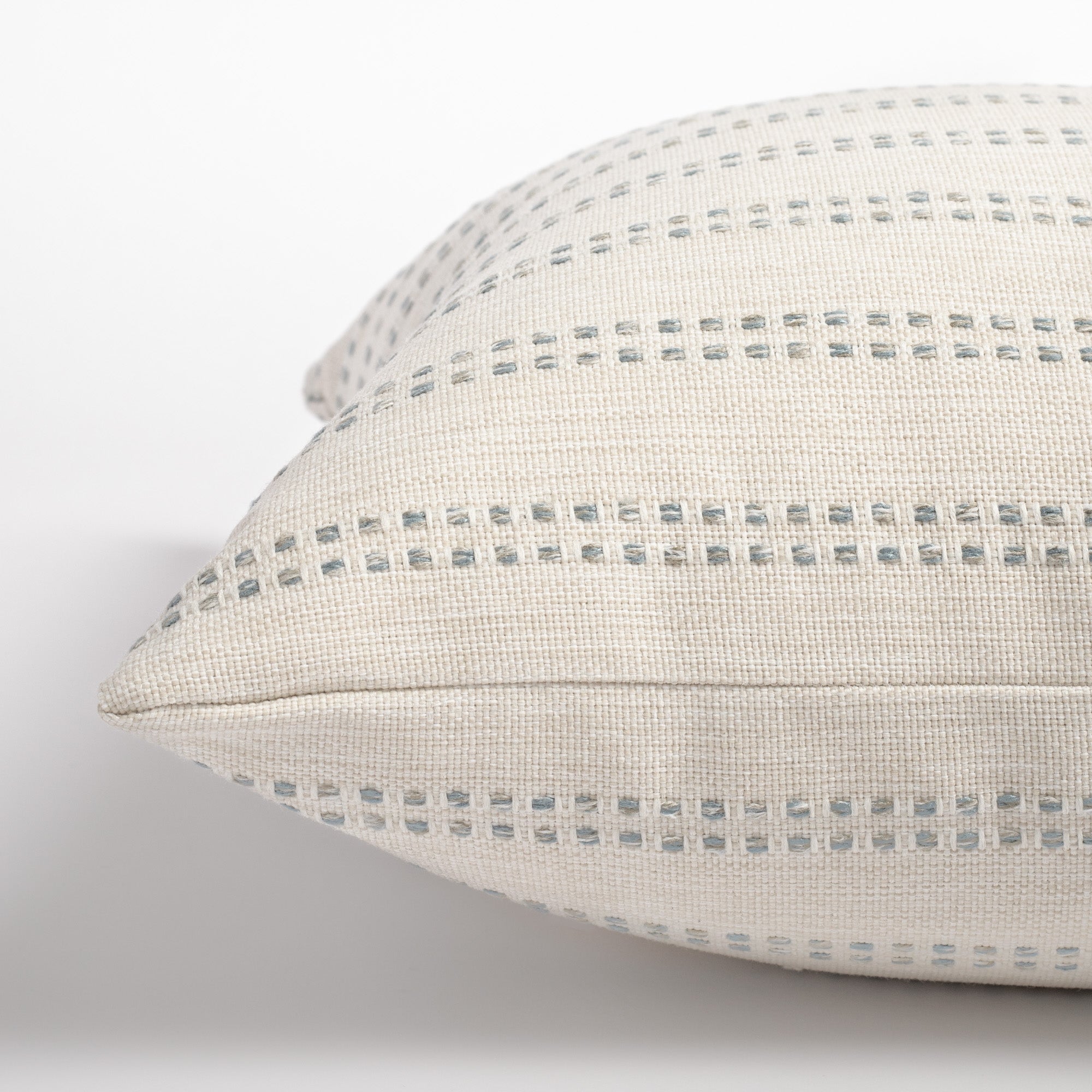 Elodie Stripe 20x20 Decorative Throw Pillow Cover - Sky Blue Cotton Linen Blend Cushion Case for Sofa, Bed, Living Room & Home Decor