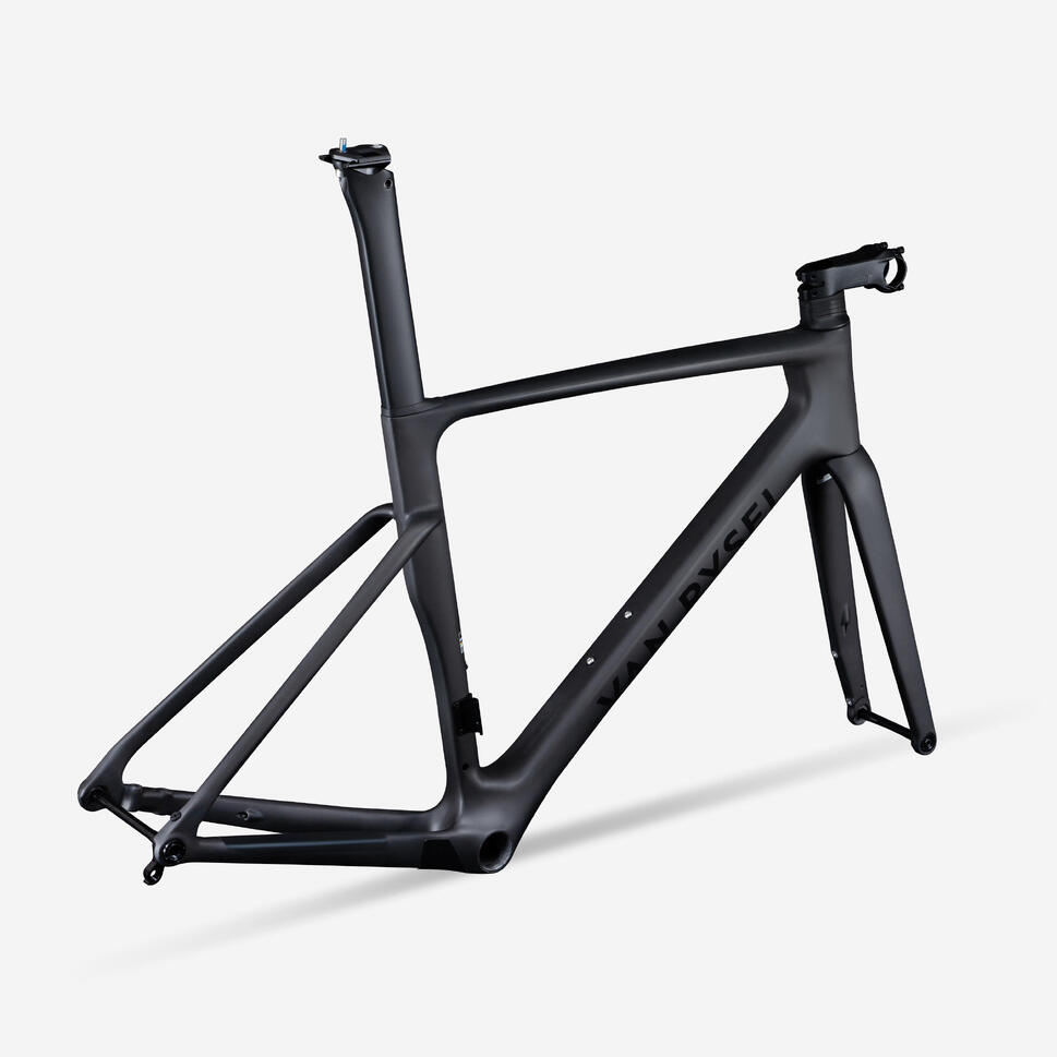 Van Rysel RCR Pro Carbon Road Bike Frame Kit - Raw Carbon Frame, Fork, Stem & Seat Post - Lightweight & Durable for Competitive Cycling & Racing
