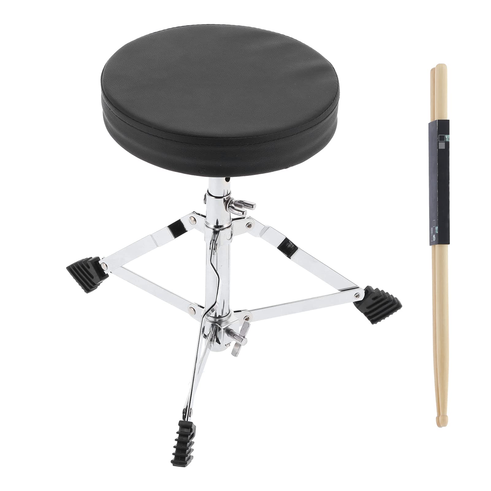 Universal Adjustable Height Drum Throne Stool - Portable Folding Drum Chair with Anti-Slip Feet for Adults & Kids - Includes 2 Drumsticks - Perfect for Practice, Live Performances & Studio Sessions