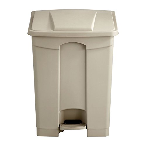 Safco 17-Gallon Step-On Trash Can with Hands-Free Operation - Tan Plastic Waste Bin for Kitchen, Office, or Bathroom Disposal (Model 9922TN)