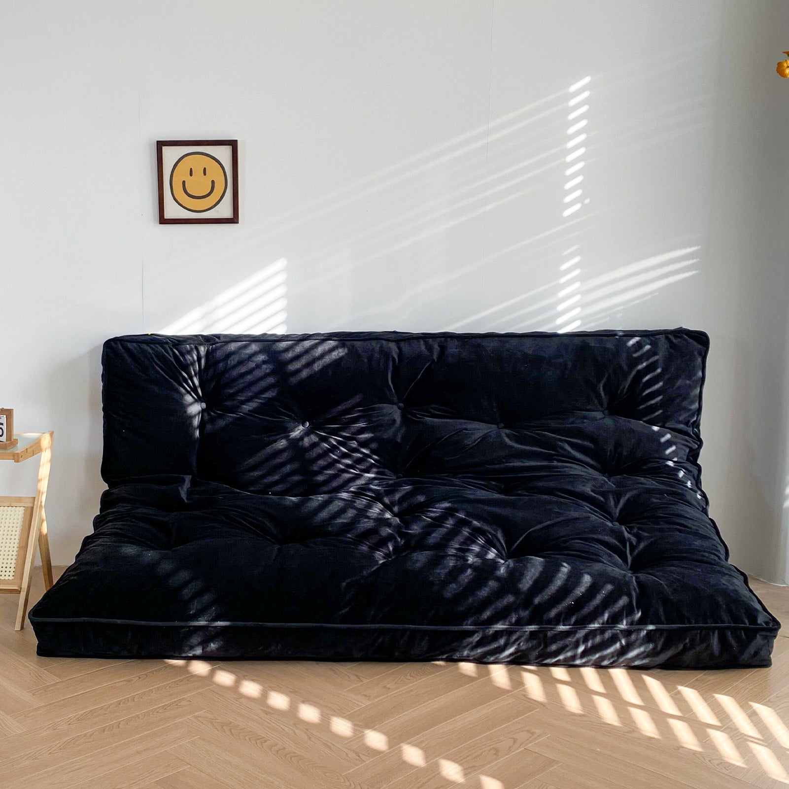 MAXYOYO 6-Inch Thick Velvet Futon Mattress for Sofa Couch Bed - Comfortable & Supportive Sleeper Mattress for Adults (Black) - Perfect for Small Spaces, Guest Rooms & Dorm Rooms