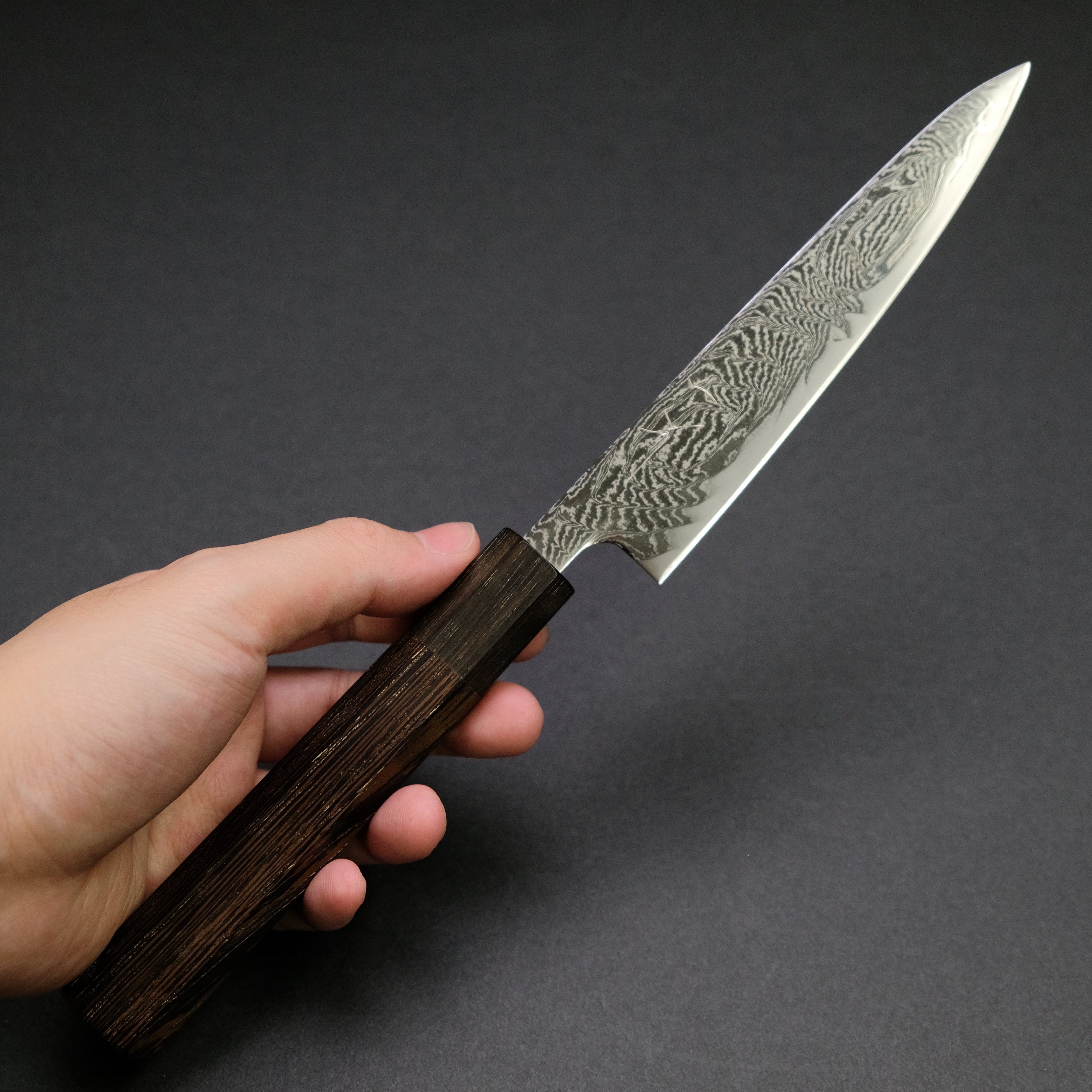 Hitohira Futana 135mm Petty Knife - Nickel Damascus Steel Blade with Tagayasan Wood Handle - Perfect for Precision Slicing, Fruit Cutting & Kitchen Tasks