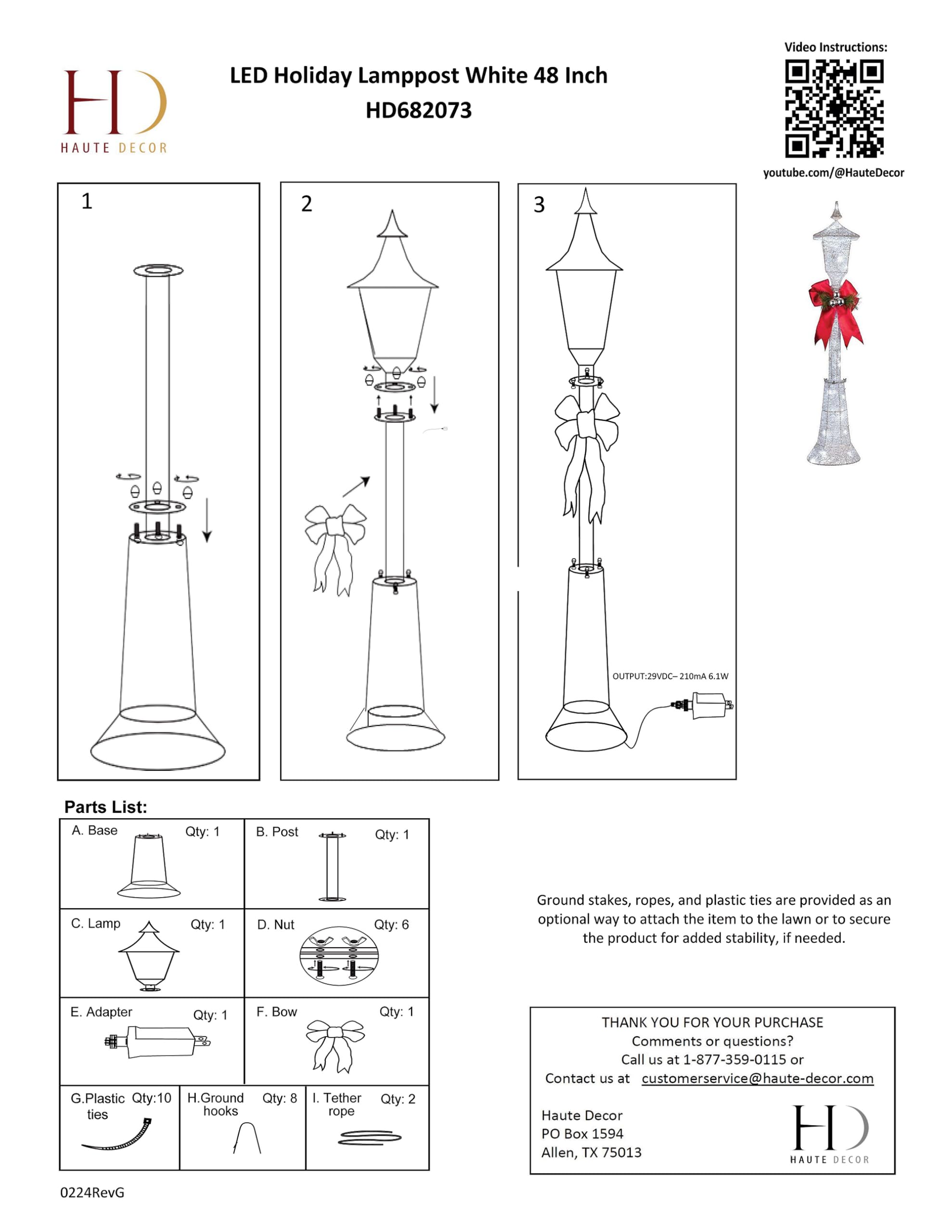 48 Inch LED Outdoor Lamppost Christmas Decor with 50 Warm White Lights - Haute Decor Holiday Lighting for Porch, Yard, and Pathway Decorations