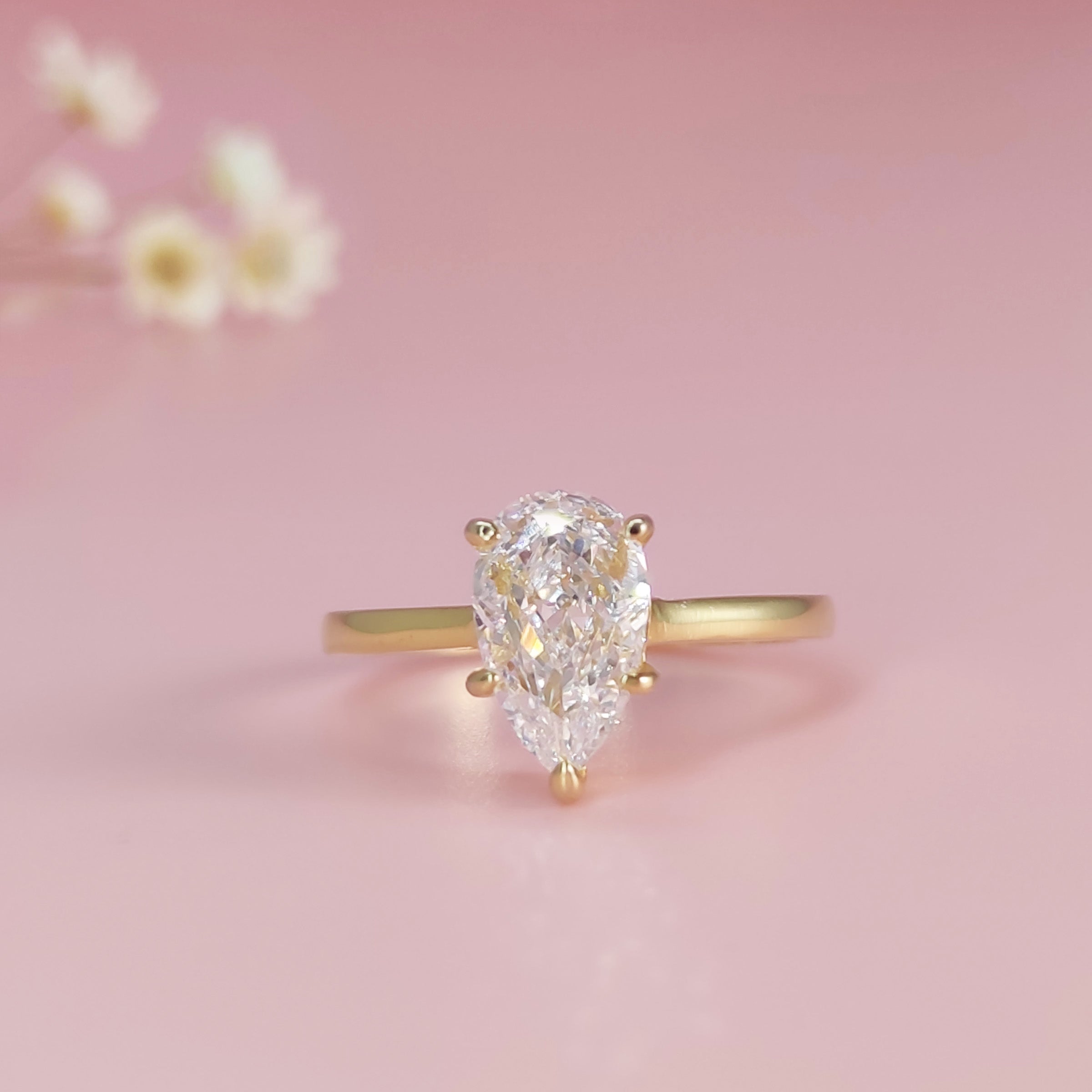 Luminous Lily: Pear Cut Moissanite Ashes Ring for Women - Elegant Memorial Jewelry for Loved Ones | Perfect for Remembrance, Sympathy Gifts & Special Occasions