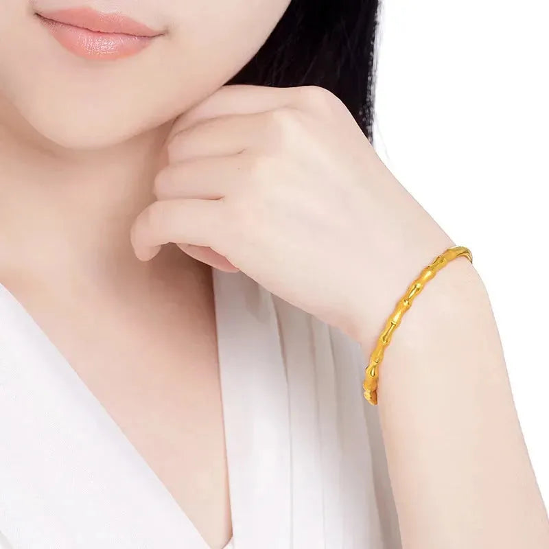 24K Solid Gold Bracelet for Women - 999 Pure Real Gold Bangle, Elegant & Romantic Classic Jewelry Gift for Anniversary, Birthday, Valentine's Day - Perfect for Special Occasions & Everyday Luxury Wear