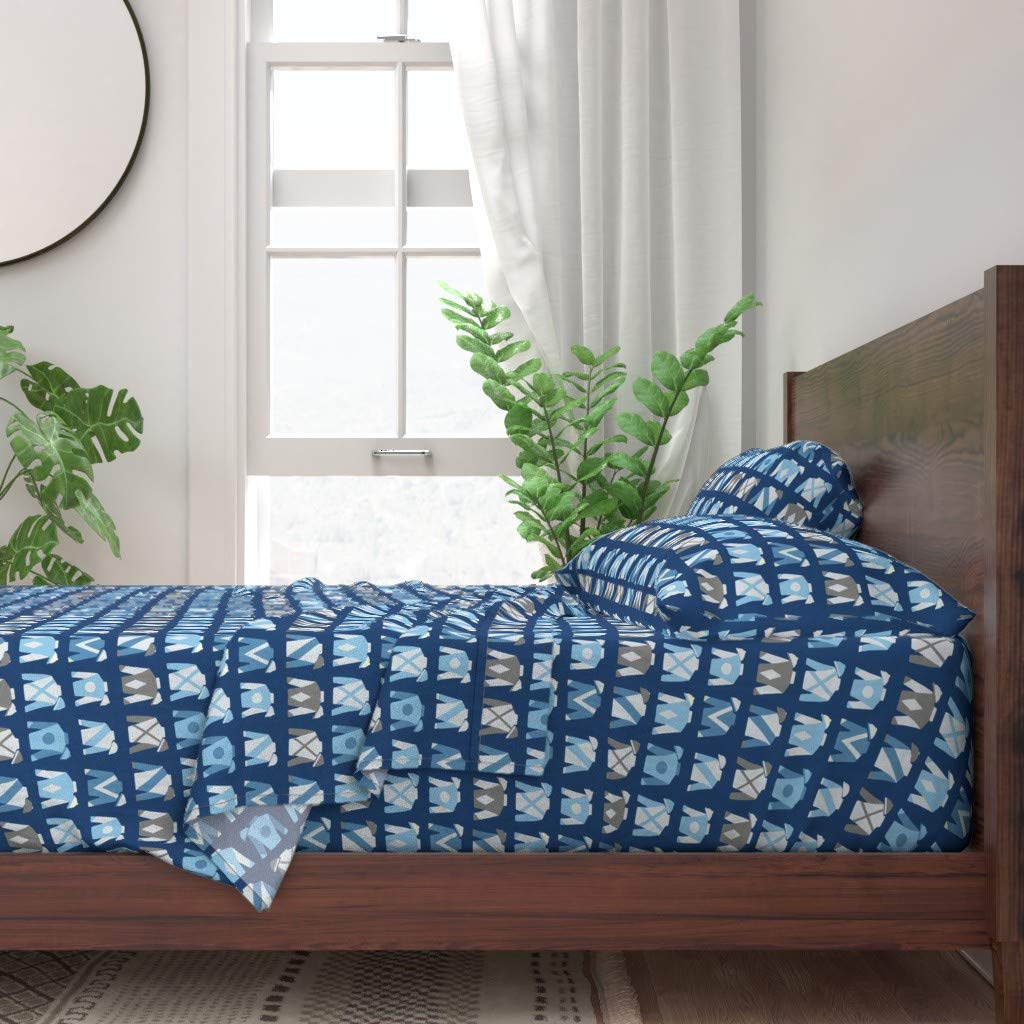 Premium 100% Cotton King Size 4-Piece Sheet Set - Racing Blues Horse Equestrian Print Custom Bedding | Soft Breathable Bed Sheets for Equestrian Lovers & Horse-Themed Room Decor