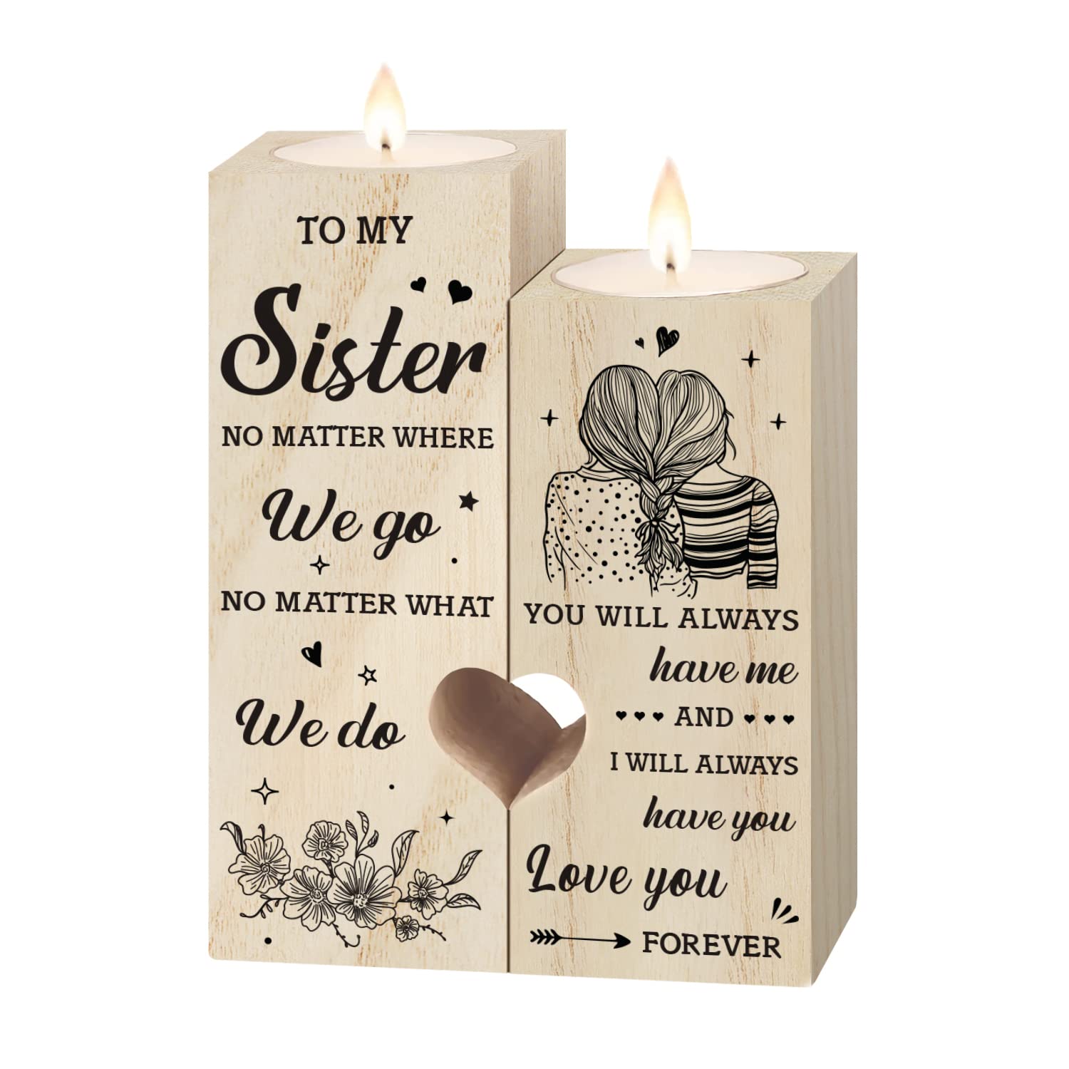 Heart-Shaped Candle Holders - Perfect Sister Gifts for Mother's Day, Birthday, Graduation, Christmas, Wedding & Thank You - Elegant Home Decor for Romantic Dinners, Spa Nights & Special Celebrations