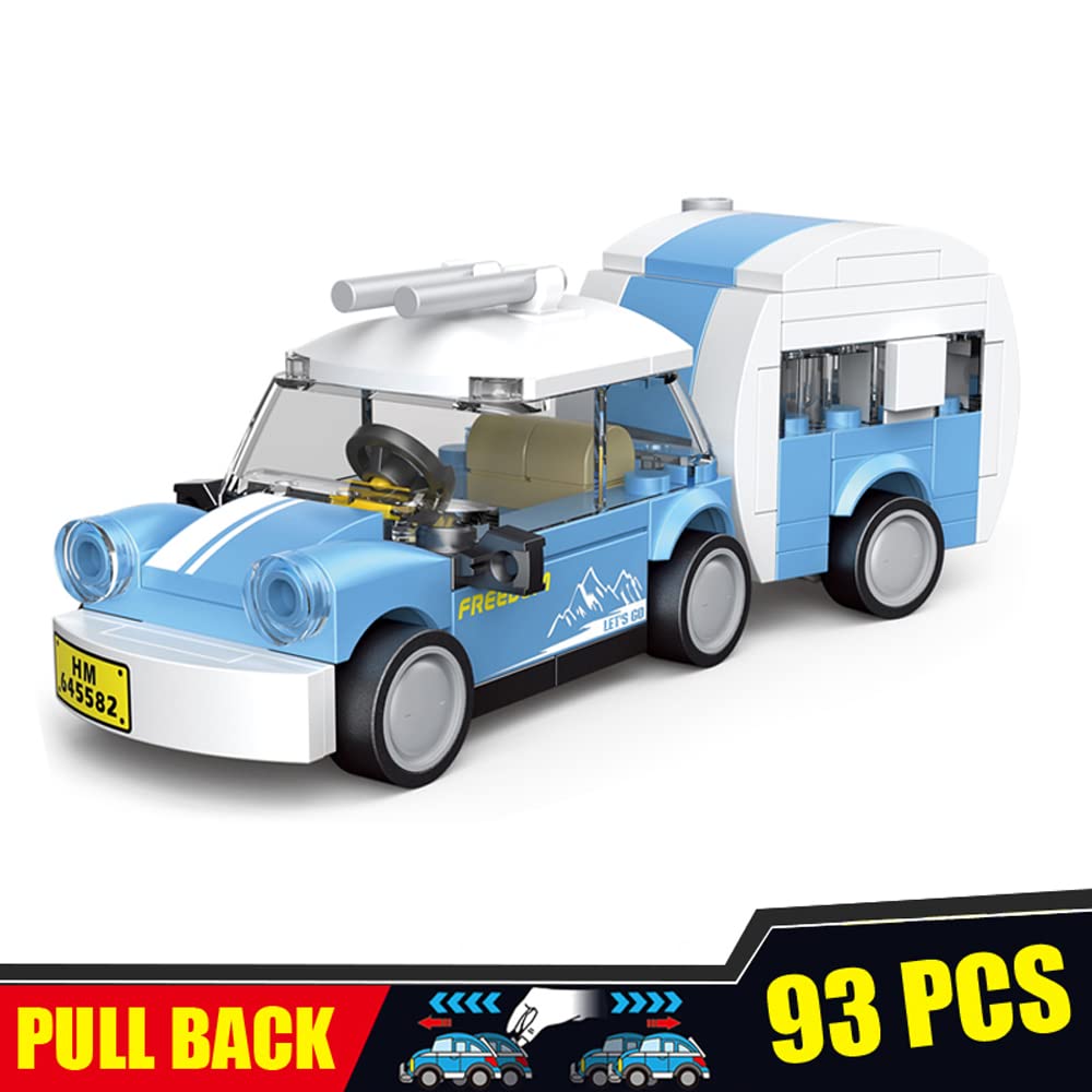 Pull Back Car Building Blocks Set - 419 Piece 3D Assembly Vehicle Toy for Boys Ages 6-10 | STEM Learning, Pull & Go Race Cars, Creative Construction Play for Kids Birthday Parties & Indoor Activities