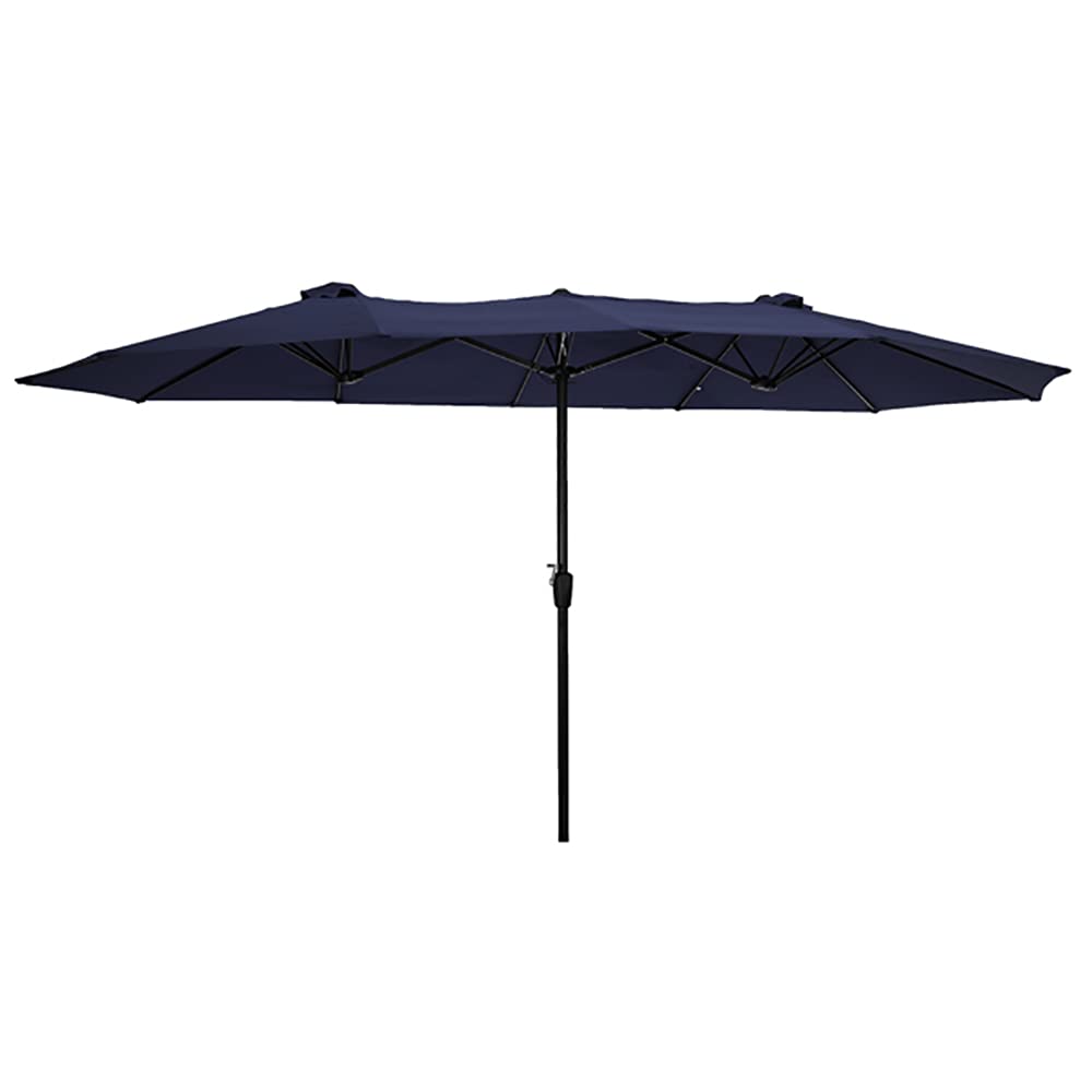 15x9ft Large Double-Sided Rectangular Outdoor Market Umbrella with Crank - Waterproof Sun Shade for Patio, Poolside, Garden, and Backyard (Base Not Included)