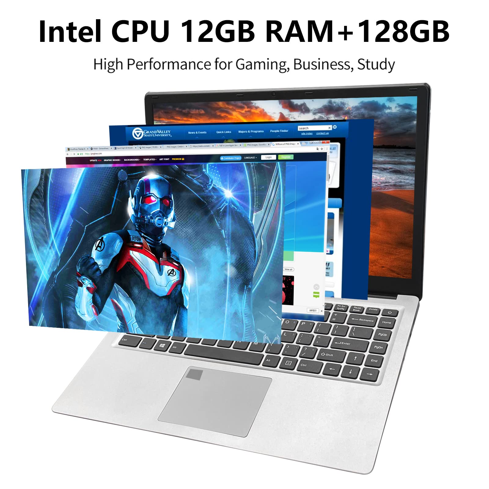 iSTYLE 15.6 Inch Windows 11 Laptop - 16GB RAM 256GB SSD, Full HD 1080P Display, Intel Celeron N5095 Processor, Dual Band WiFi, USB 3.0 Ports, Mini HDMI, Fingerprint Reader & Backlit Keyboard (Silver) - Perfect for Work, Study and Home Entertainment