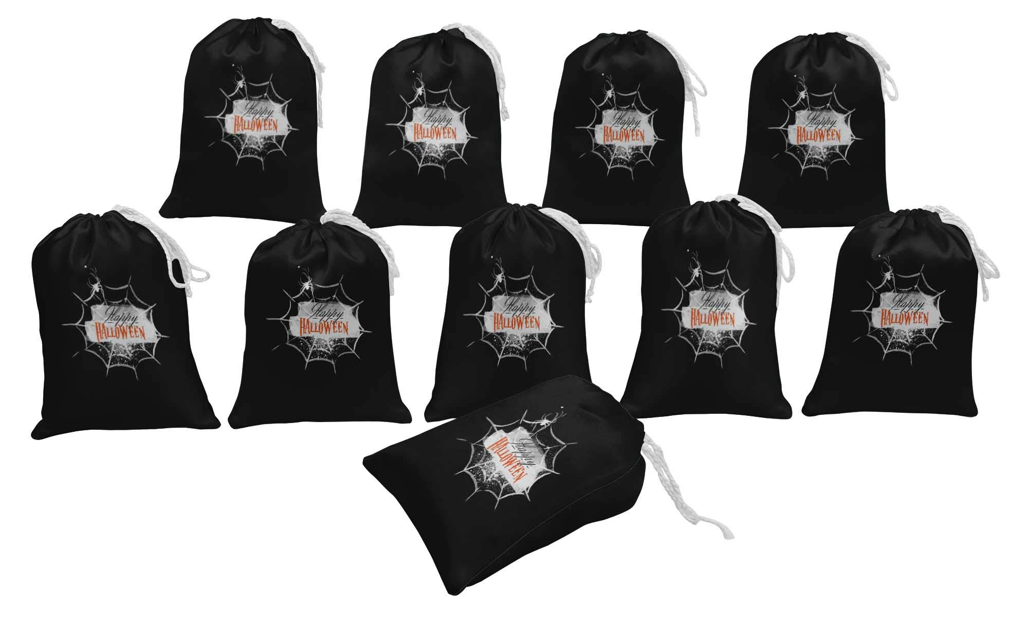 Black Spider Web Halloween Party Favor Bags - 15 Pack | Trick or Treat Candy Bags, Spooky Decorations & Party Supplies for Halloween Decor, Costume Parties & Haunted House Events