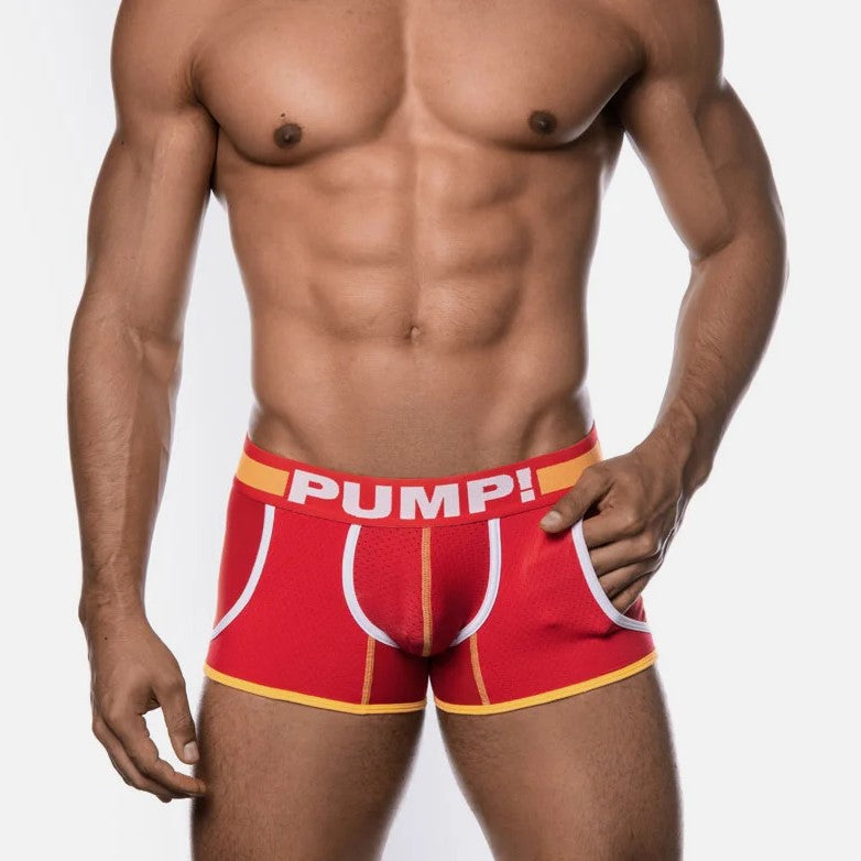 PUMP! Flash Jogger Mesh Boxer Briefs for Men - Breathable Red Underwear for Running, Gym & Everyday Comfort