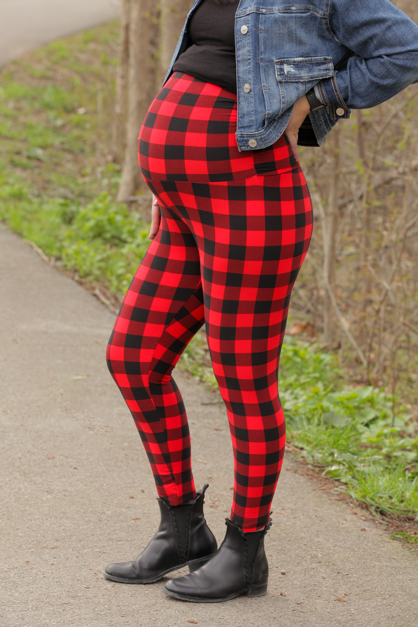Buffalo Plaid Maternity Leggings - Soft Stretchy Pregnancy Pants for Comfort & Style | Perfect for Work, Yoga & Everyday Wear